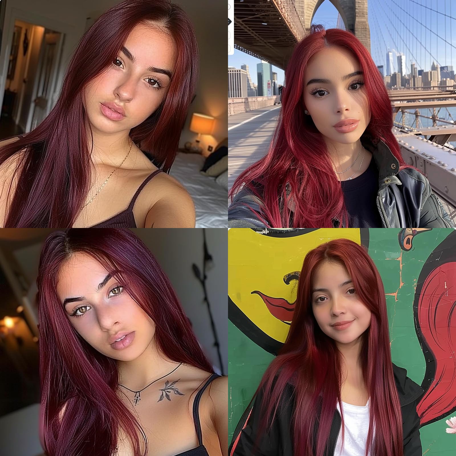 BERRYLION Long Straight Wigs for Women, Wine Red, Average Size - Image 2