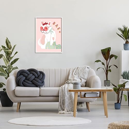 Miniatura 2 de Stupell Industries Bae Heart Sentiment - Boina parisina de bulldog francés, diseño de Daphne Polselli, arte de pared enmarcado blanco, 24 x 30,