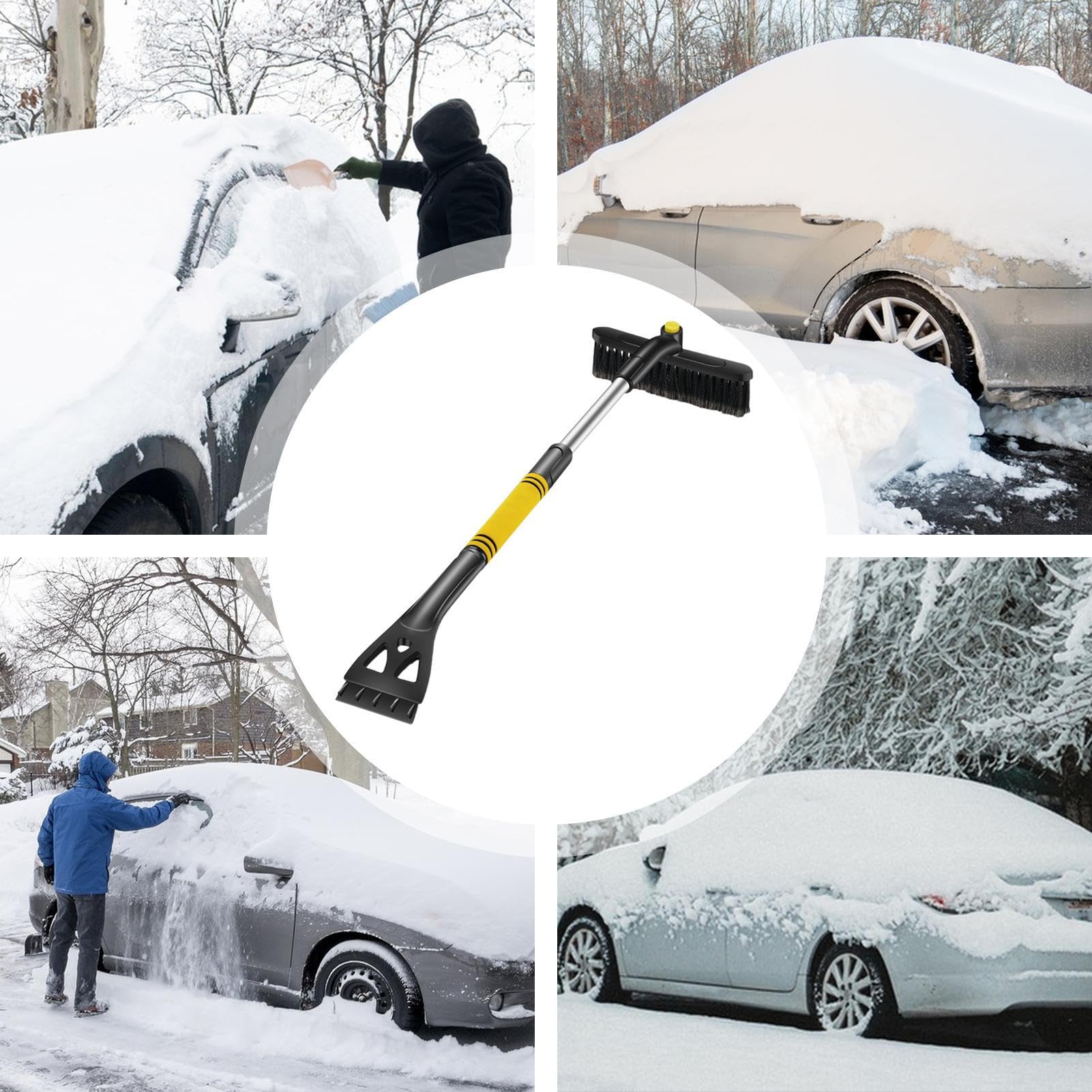 Generico Brosse à neige, outils de nettoyage avec poignée longue rotative - balai d'hiver pour neige sur fenêtres pour camions, pour camions, pare-brise, entretien de la maison