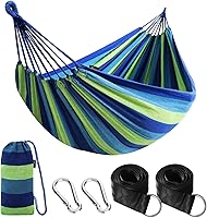 ANYOO Cotton Hammock with Tree Straps - Portable Camping Hammock up to 660lbs, Comfortable Anti-Rollover Fabric for Outdoor Indoor Backyard Patio Use + Travel Bag