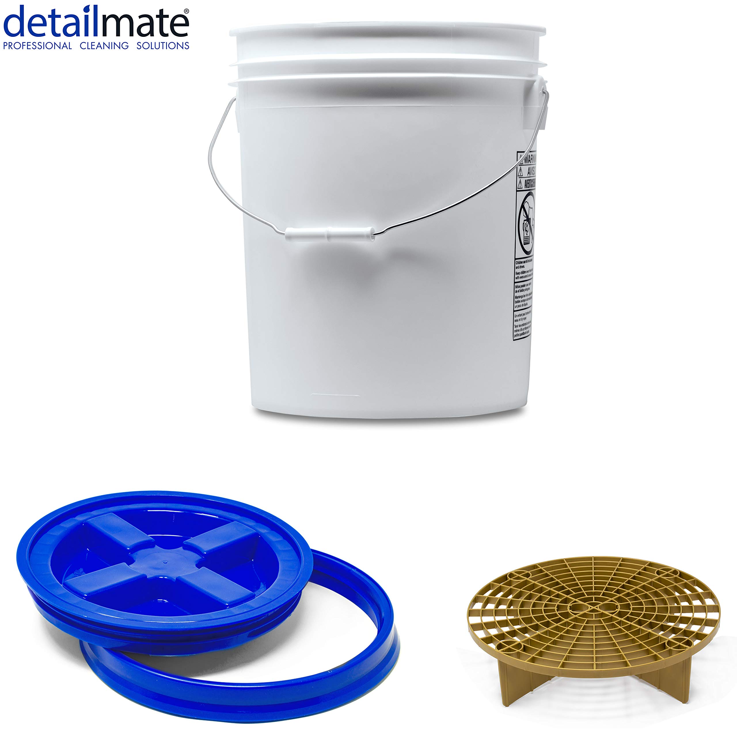 Detailmate Wasemmer set, professioneel: Magic Bucket wasemmer, ca. 20 liter, Gamma Seal-emmerdeksel, blauw, GritGuard-vuilinzet blauw, GritGuard-wasbord rood
