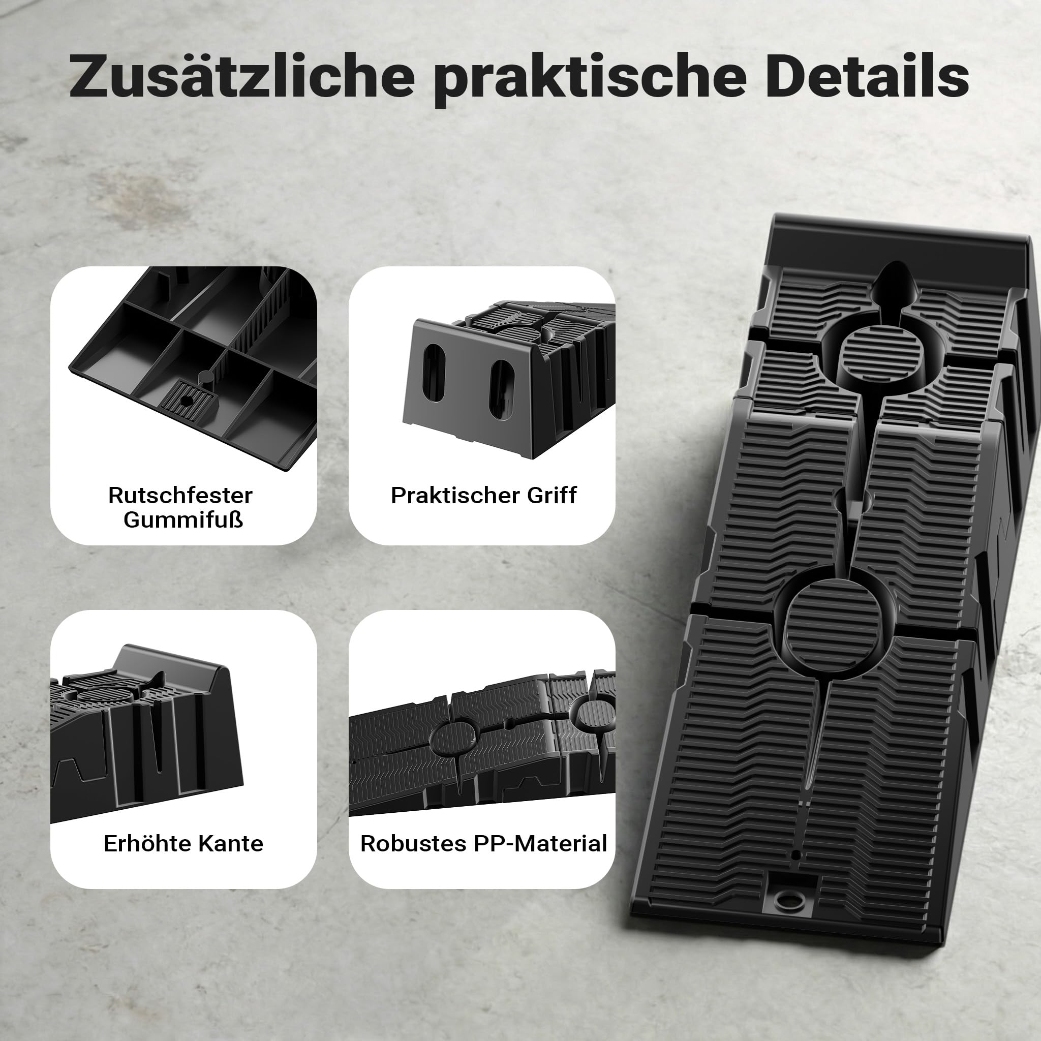 XPOtool teilbare Auffahrrampe 2er Set Schwerlast Autorampen BIS 2,5 Tonnen aus Kunststoff für Pkws