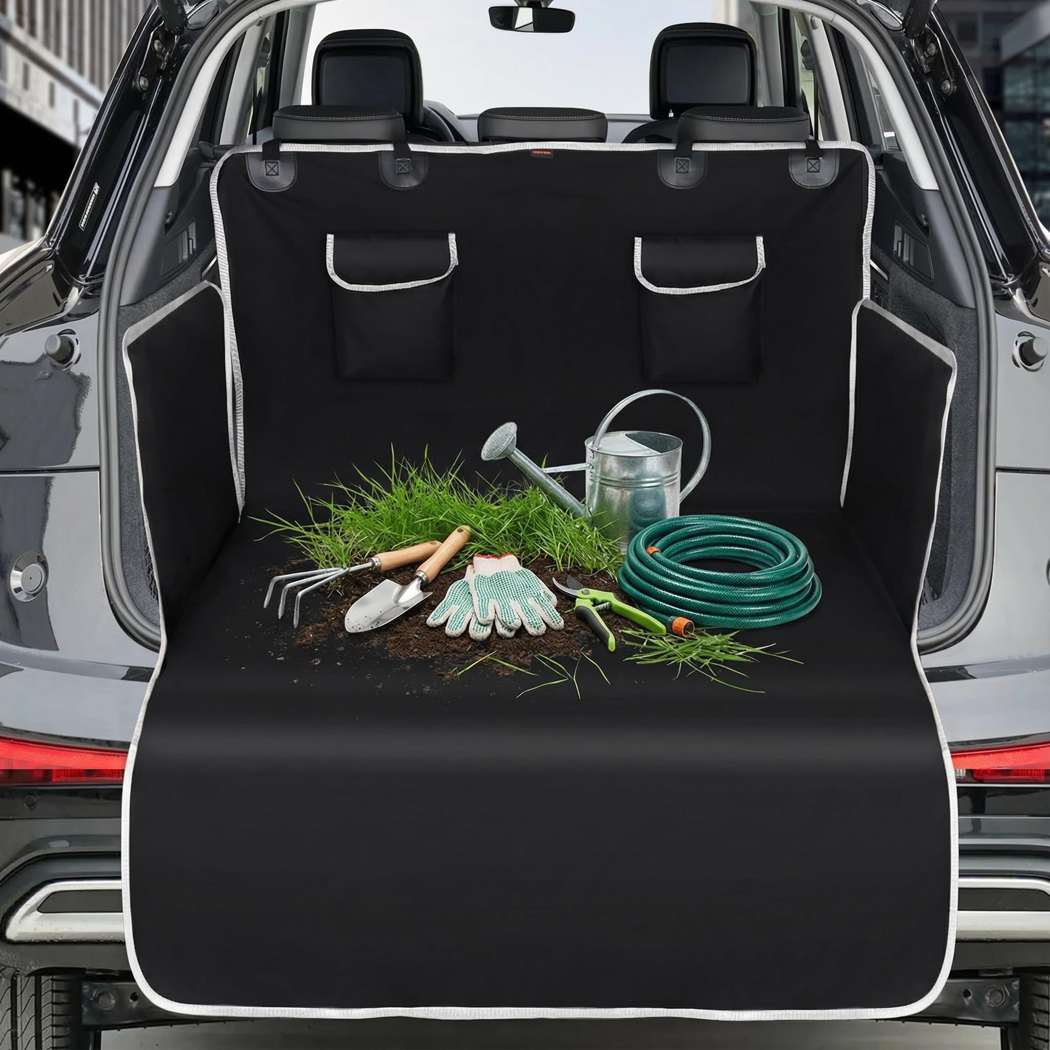 Protection de Coffre pour Chien,Protection de Coffre Lavable avec Protection latérale, 2 Grandes Poches SUV Cargo Liners,Imperméable & Antidérapant105 x 185 cm