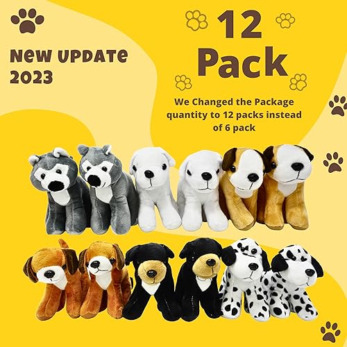 Miniatura 2 de 4E's Novelty Animales de peluche (paquete de 12) cachorros de peluche surtidos  5 pulgadas, pequeños animales de peluche, 6 diseños  para regalos de