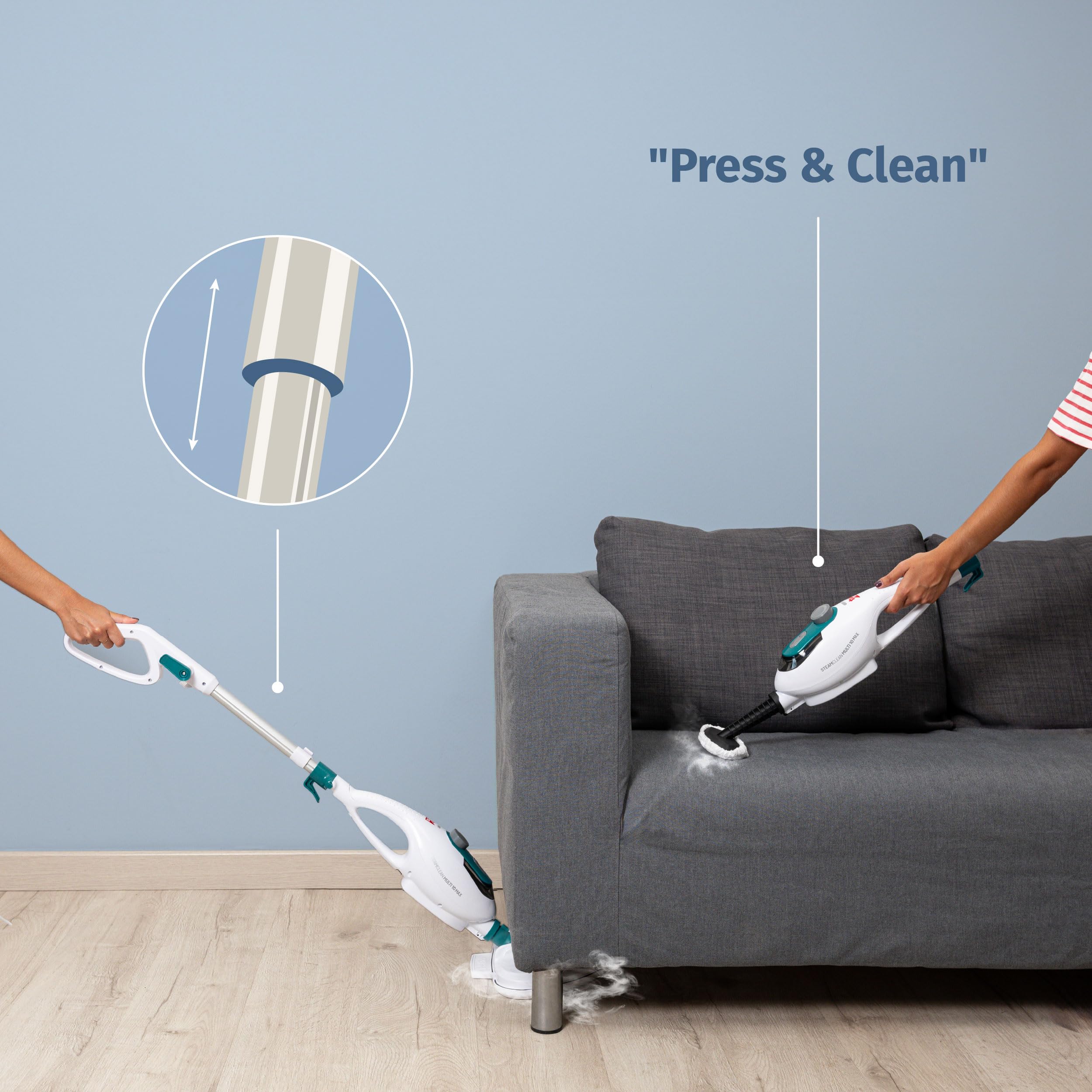 Di4 Steamclean Multi10 Max Scopa a Vapore Multifunzione 10 in 1, 1500 W, Elimina il 99,9% di Virus e Batteri, Pulizia senza Prodotti Chimici o Abrasivi