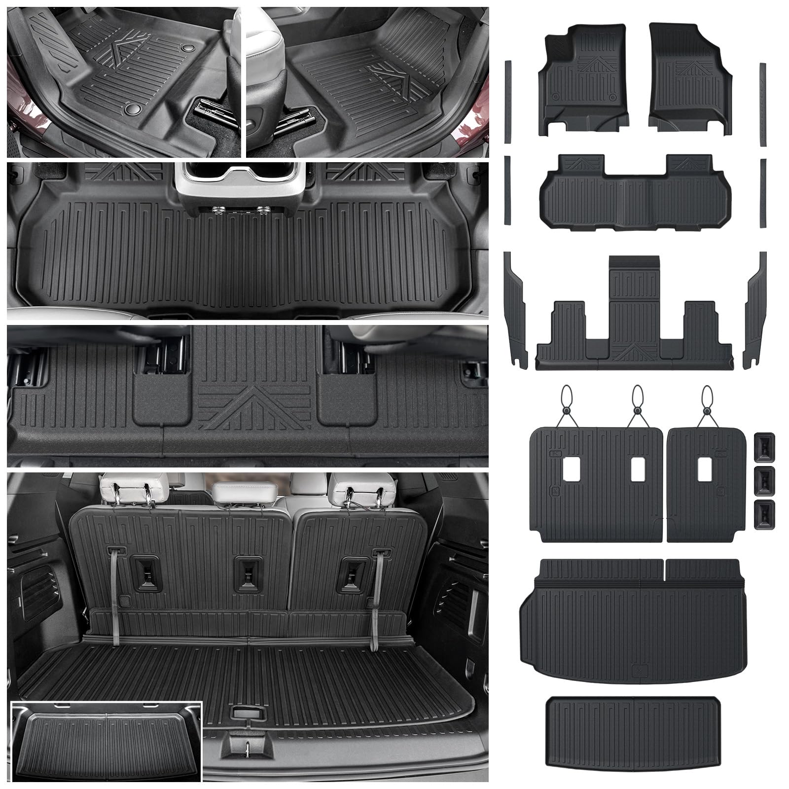 Floor Mats Cargo Mat Set for 2024 2025 2026 GMC Acadia 7 Seats Car Mats Accessories, All-Weather TPE Trunk Mat Cargo Liner Seat Back Covers Door Sill GuardsGlobal Recycled StandardGlobal Recycled StandardGlobal Recycled Standard
