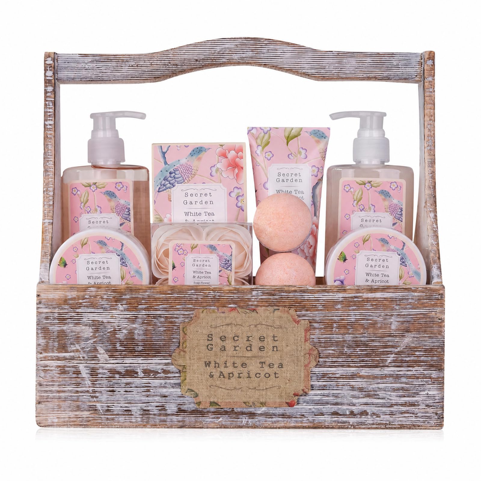 accentra Gift Set Secret Garden Bath, Shower Set With White Tea and Apricot Fragrance - 8-Piece Gift Set, 1.43 kg