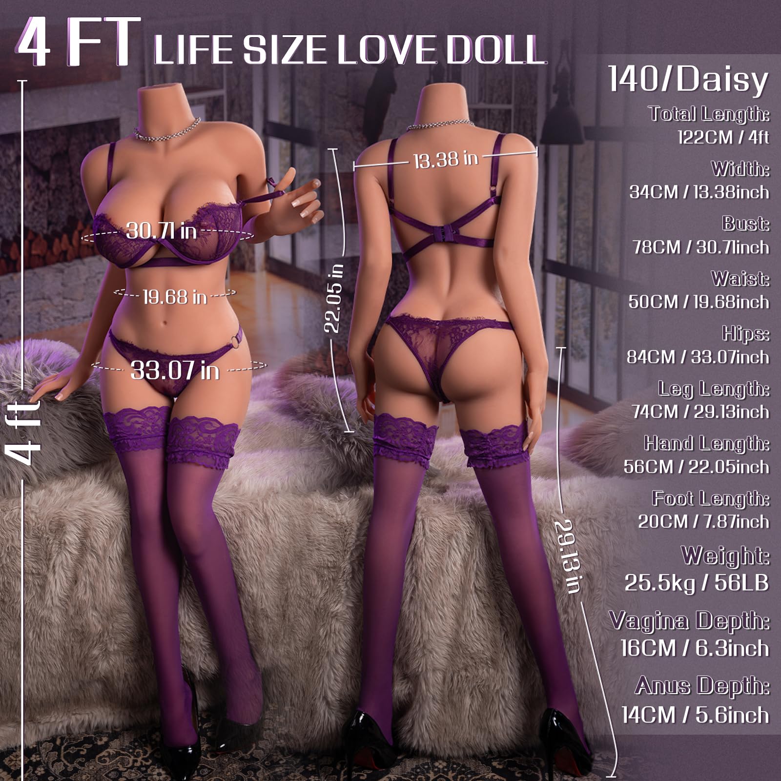 Amazon.com: 4FT Full Size Sex Doll for Men, 56LB Realistic Sex Doll Legs  with Standing Feet, Big Butt & Soft Breast, TPE Life Size Female Sex Dolls  with Flexible Skeleton, Dual Vagina