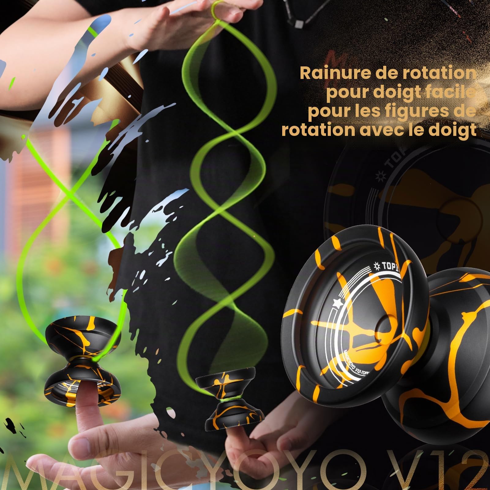 MAGICYOYO V12 Yoyo Yoyo professionnel pour débutants et avancés, double yo-yo en métal réactif et non réactif, yo-yo robuste en alliage d'aluminium, kit de roulement Yoyo inclus