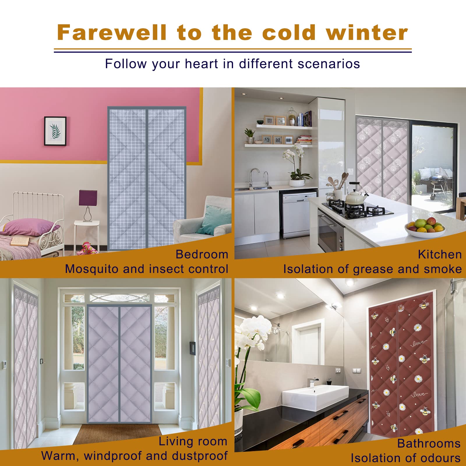 Tenere Caldo Tenda per Porte Divisorie 110x240cm,Termica E Isolante Prova di Vento Termica Tenda Automatica Facile da Installare Inverno Tenda di Porta di Cotone Rimovibile per Garage,caffè