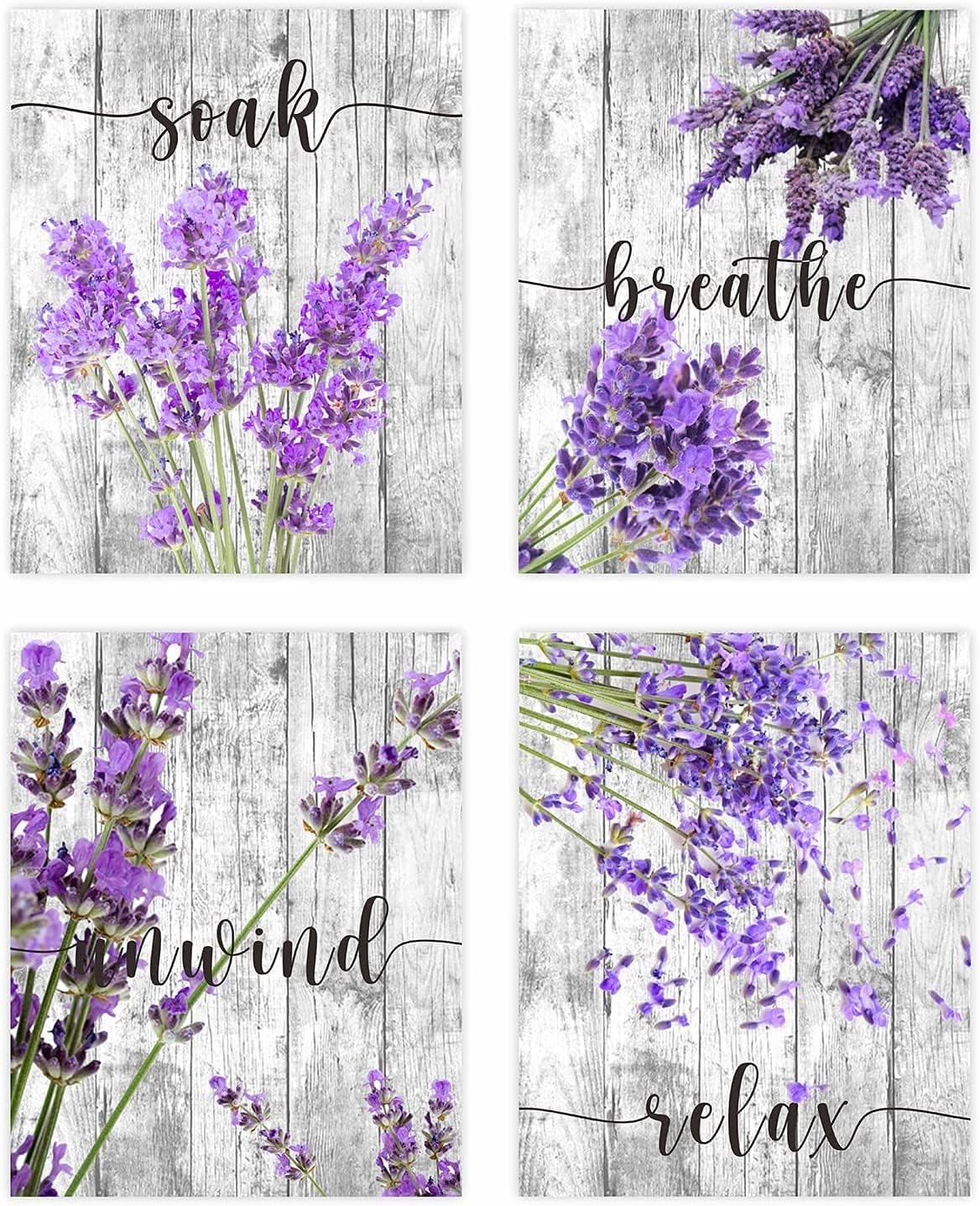 MOSITU Purple Bathroom Wall Art Lavender Art Flower Wall Prints Purple