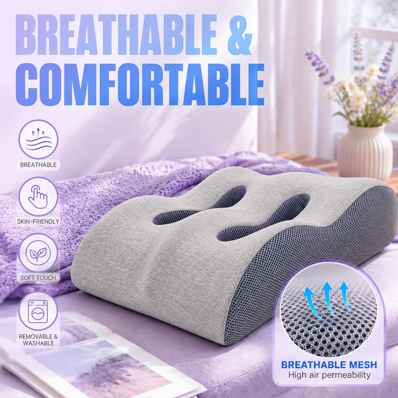 Almohada ortopédica en forma de onda (gris claro)