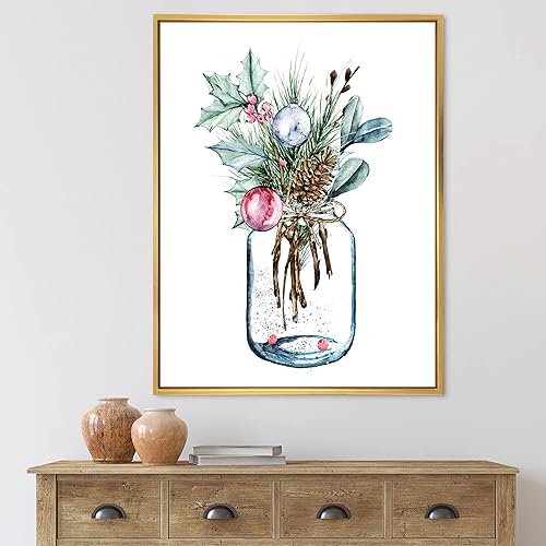 Miniatura 2 de Feliz Navidad vegetación en tarro transparente - Lienzo enmarcado tradicional para pared