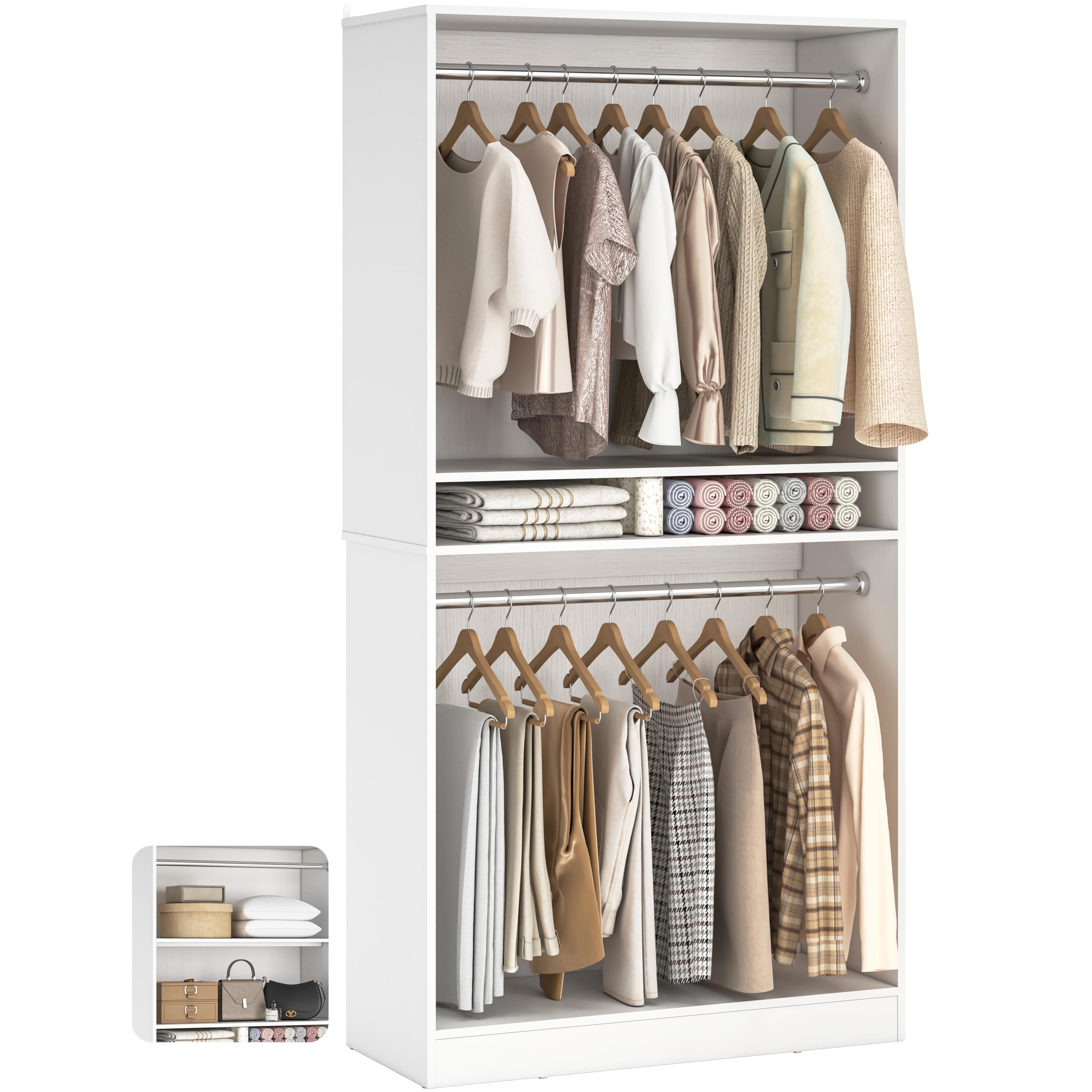 Amazon.com: Unikito 3FT Freestanding Closet System with 2 Hanging