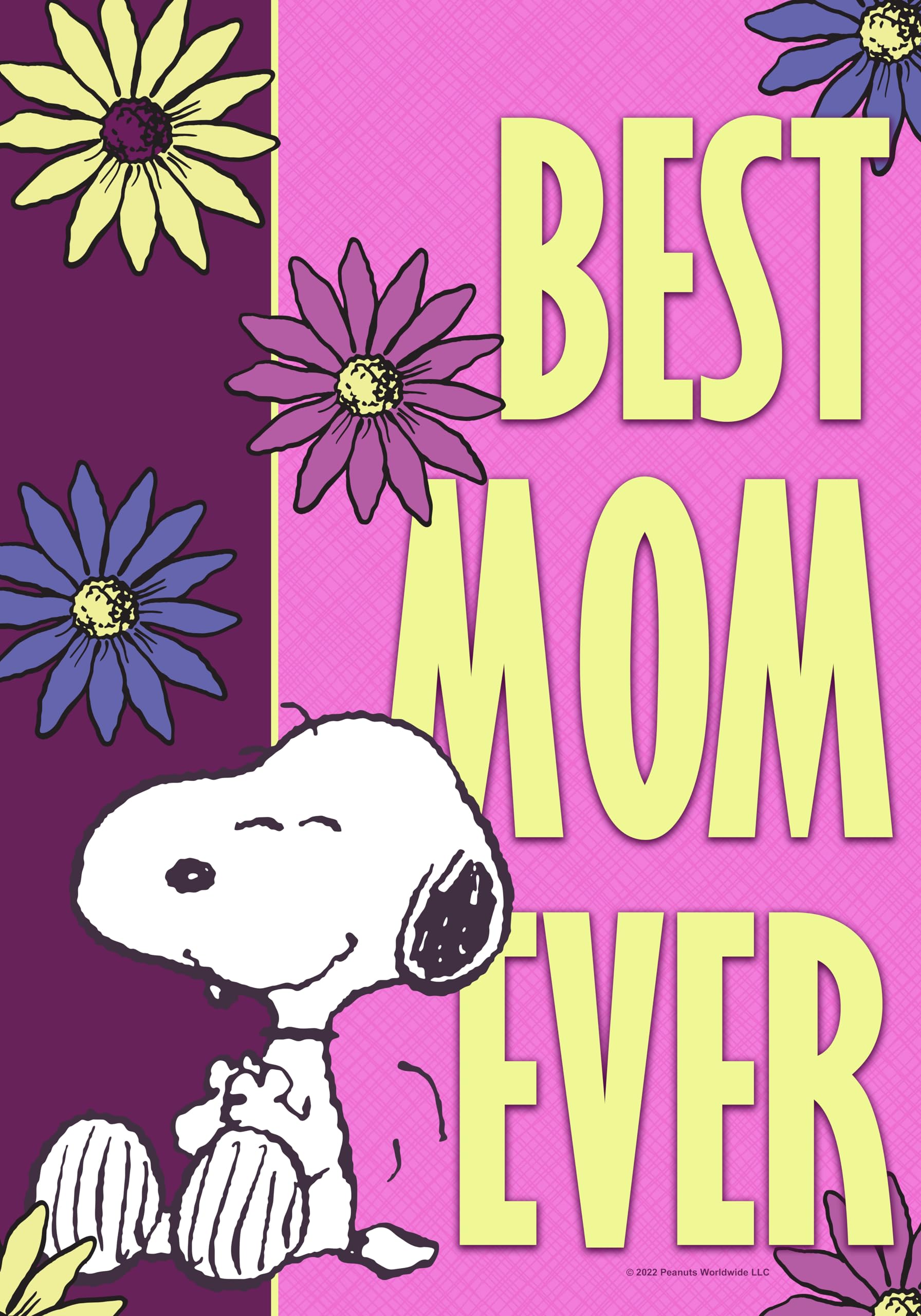 PEANUTS Best Mom Ever Snoopy Garden Flag, 12.5" x 18", Officially Licensed PEANUTS Product, Flag Stand Sold Separately