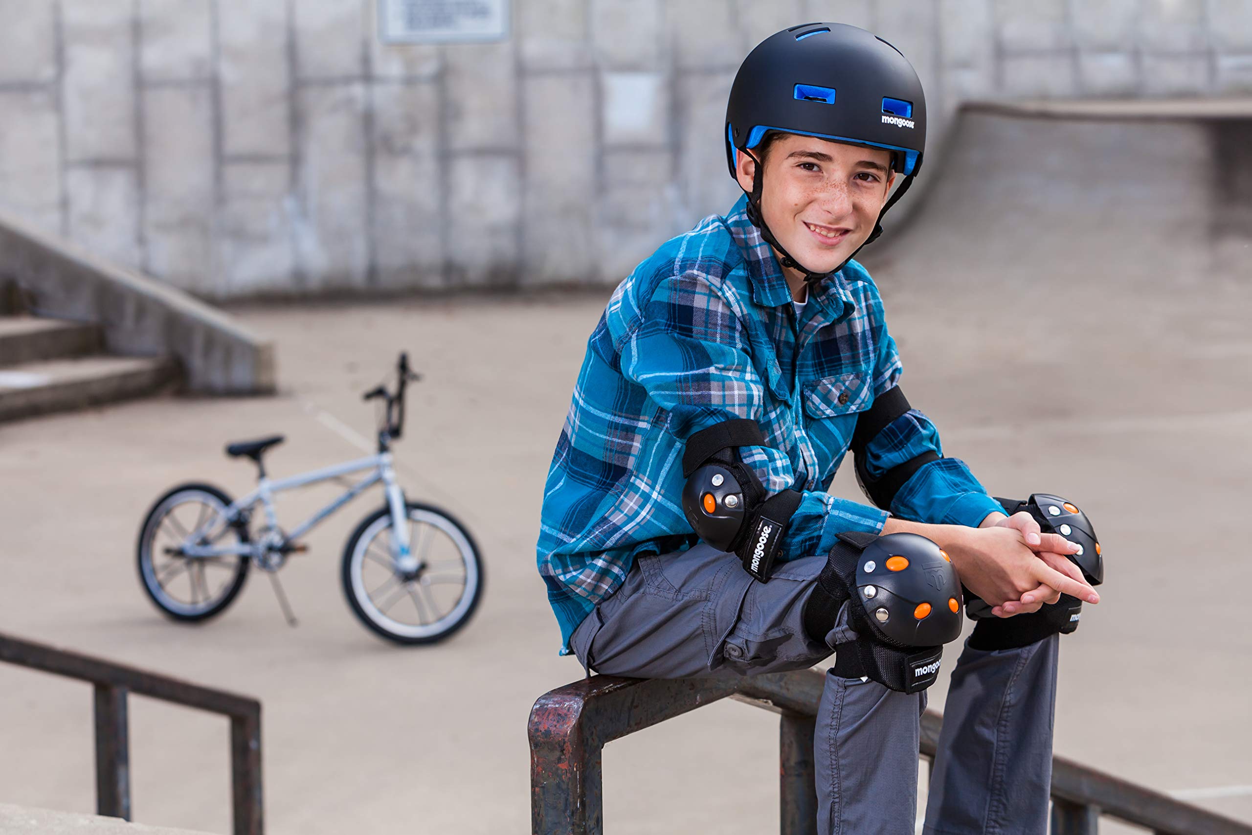 mongoose bmx bike gel knee and elbow pad set