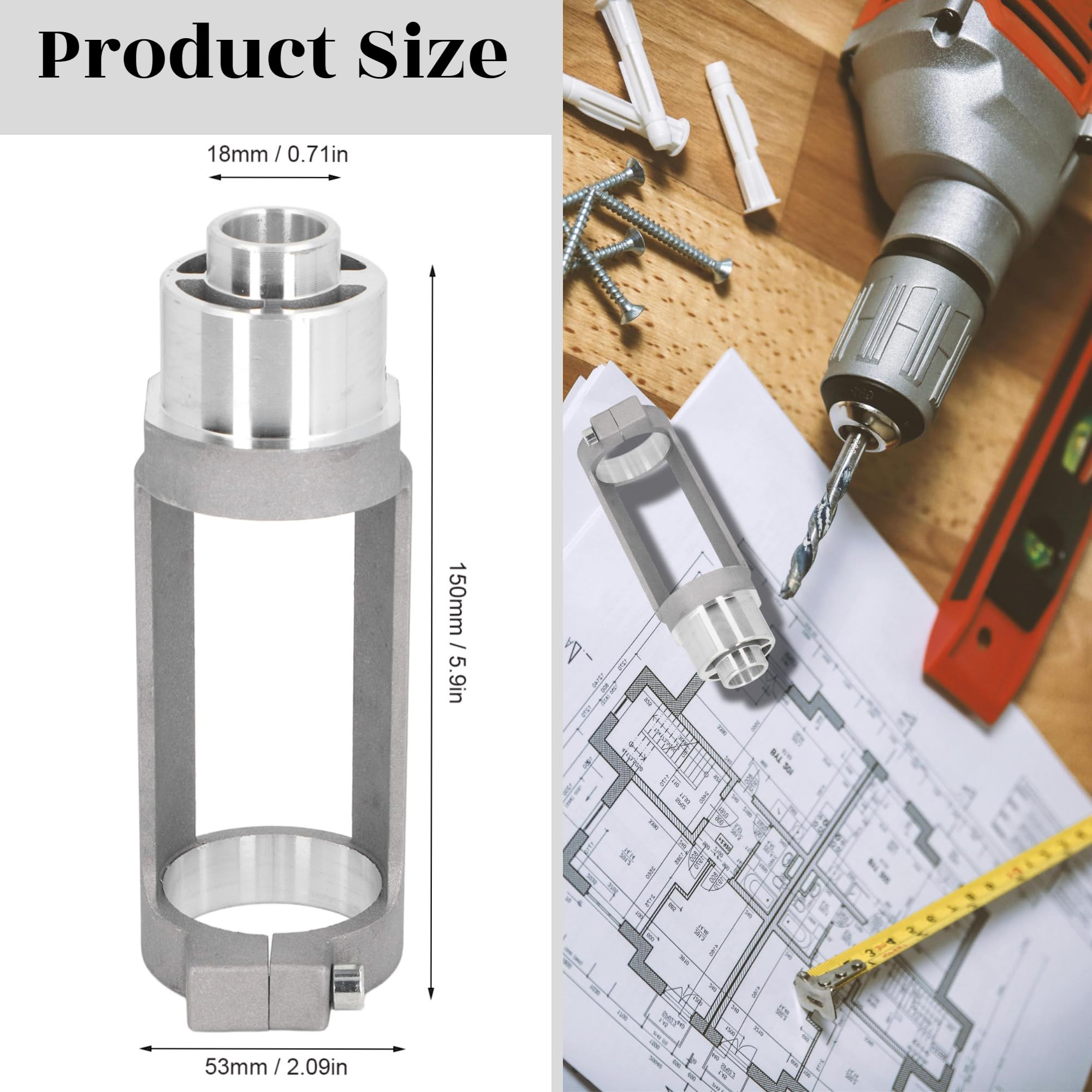 Adaptador de broca cuadrada, soporte de taladro cuadrado para taladros con un diámetro de 38-43 mm, adaptador de taladro cuadrado para taladros eléctricos y taladros manuales para trabajar la madera