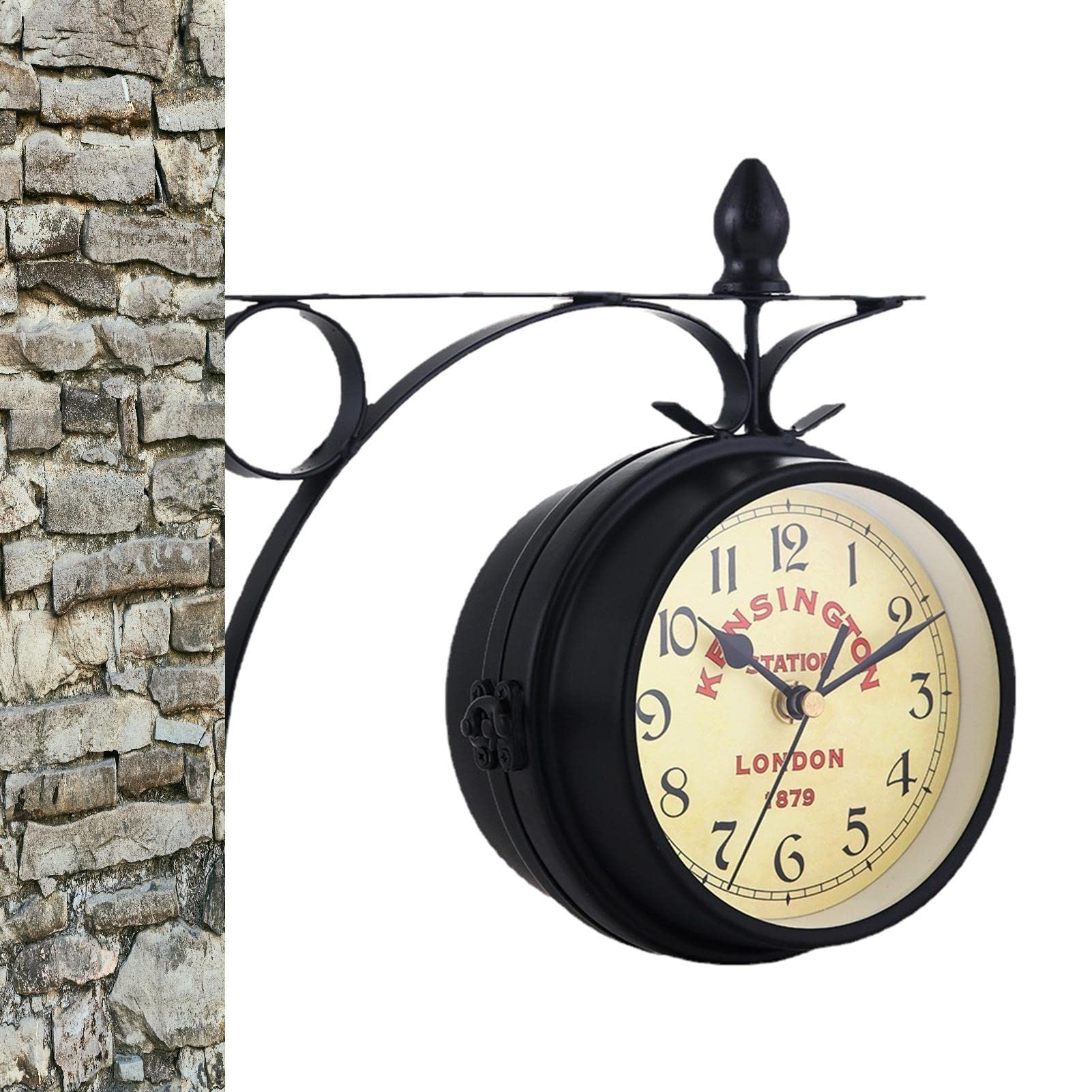 smashing Orologio da Esterno a Doppia Faccia | Orologio a Doppia Faccia Appeso - Semplice Stile Europeo, Orologio da Stazione a Due Facce di Facile Lettura per Giardino, Decorazioni per la casa