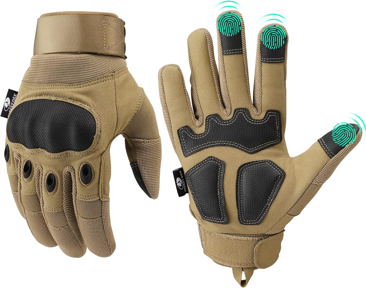 Mossy Oak Touchscreen Motorcycle Gloves for Men | Riding Gloves with Palm Padding for Cycling, Hiking, Camping and Climbing