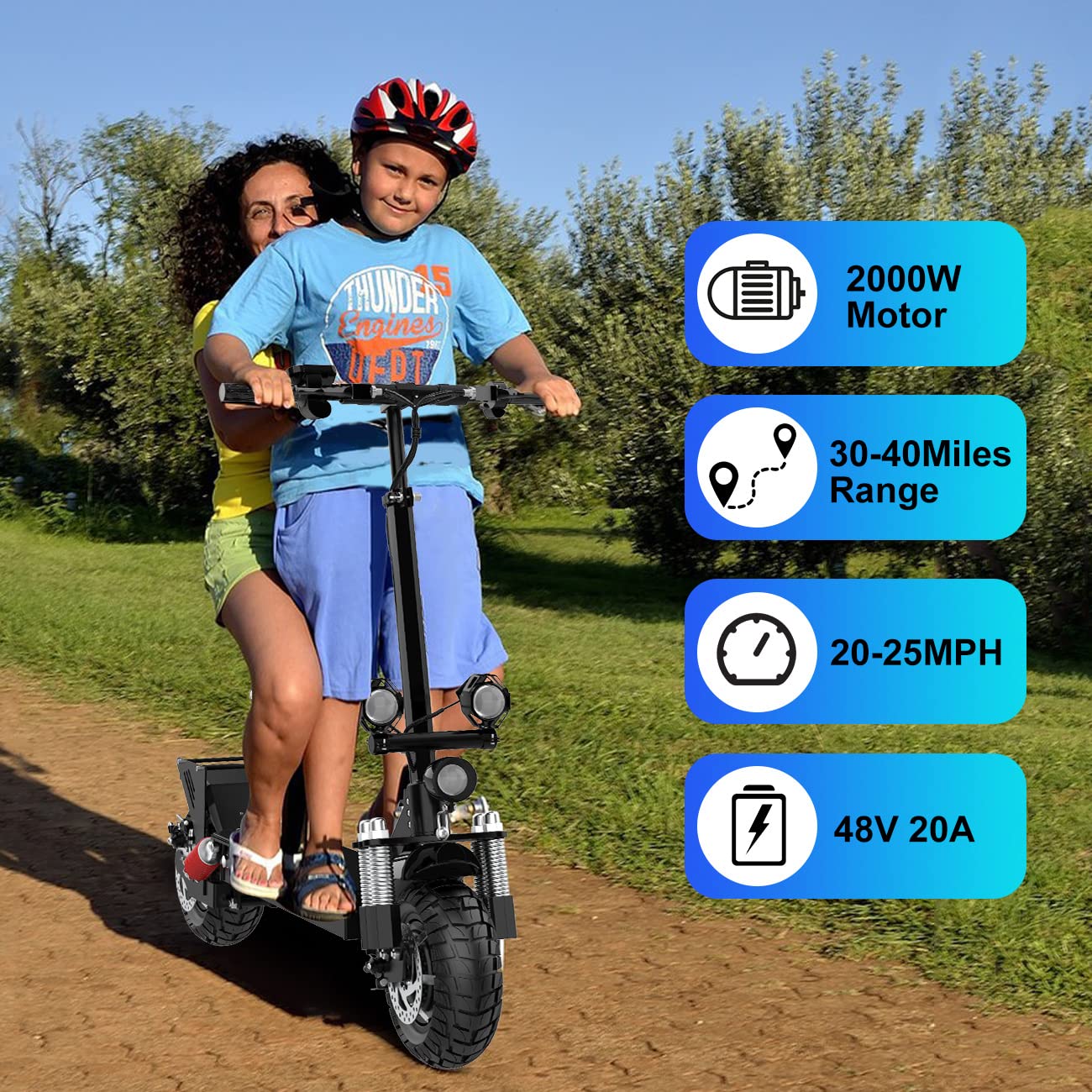 Foldable Scooter Electric for Adult, Dual 1000W Hub Motors Electric