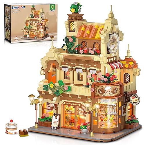 INSOON City Bakery Cafe House Building Set with Light