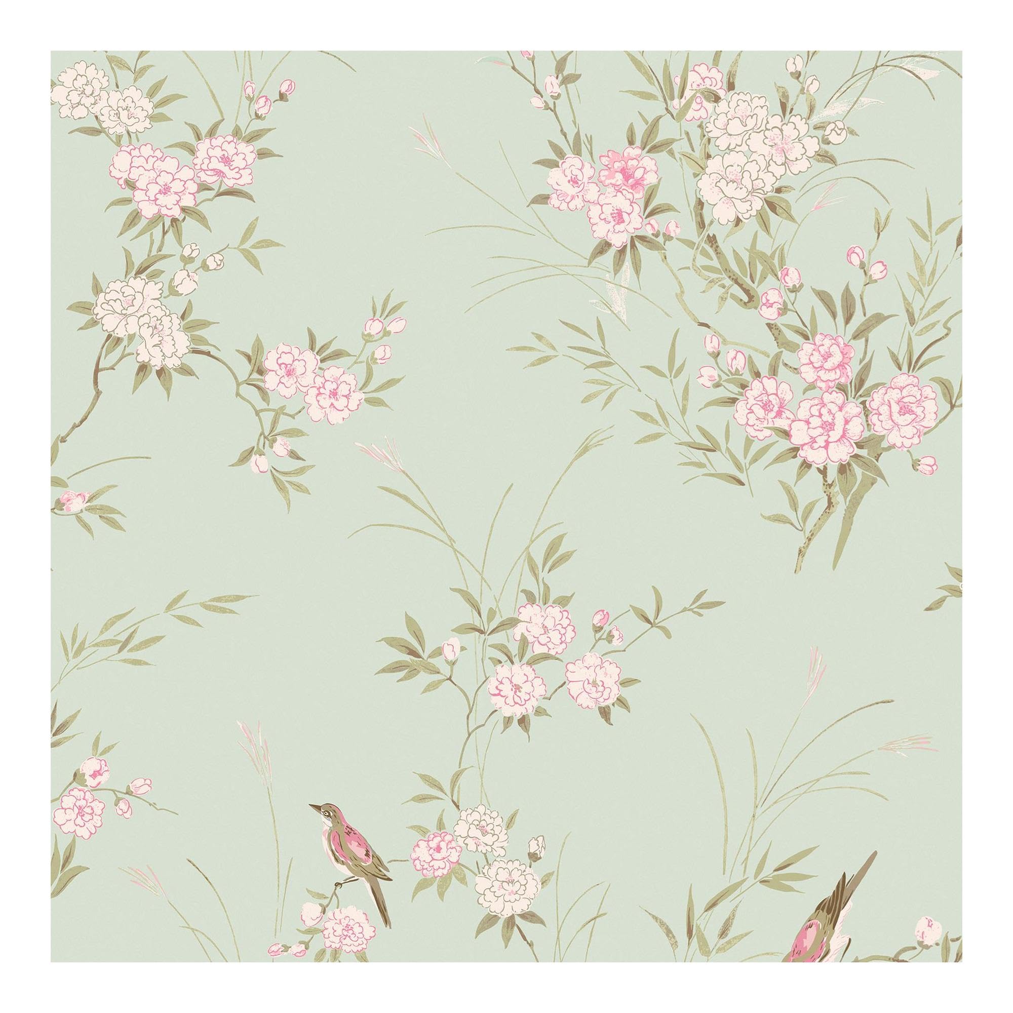 Shabby Chic by Rachel Ashwell Bird Chinoiserie Green Floral Wallpaper