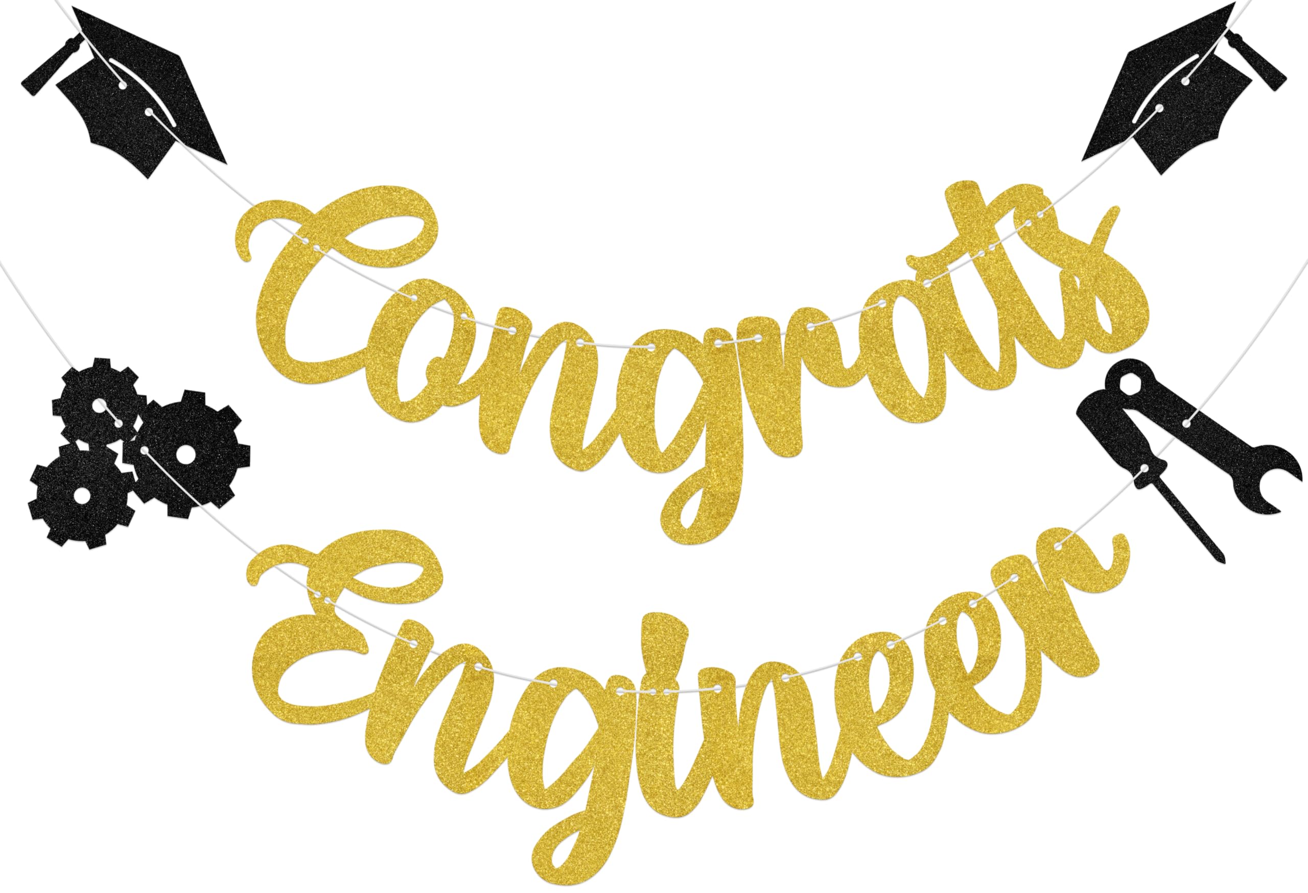 Aumccxz Congrats Engineer Banner Class of 2026 Engineer Graduation Decorations Engineering School Survivor Graduation Party Decor Supplies Gold