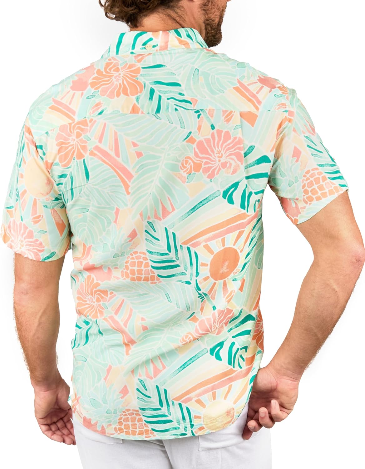 Kenny Flowers Men's Short Sleeve Button-Down Shirt, Printed Modern Hawaiian Shirt, Soft Rayon, Regular and Relaxed Fit - Image 2