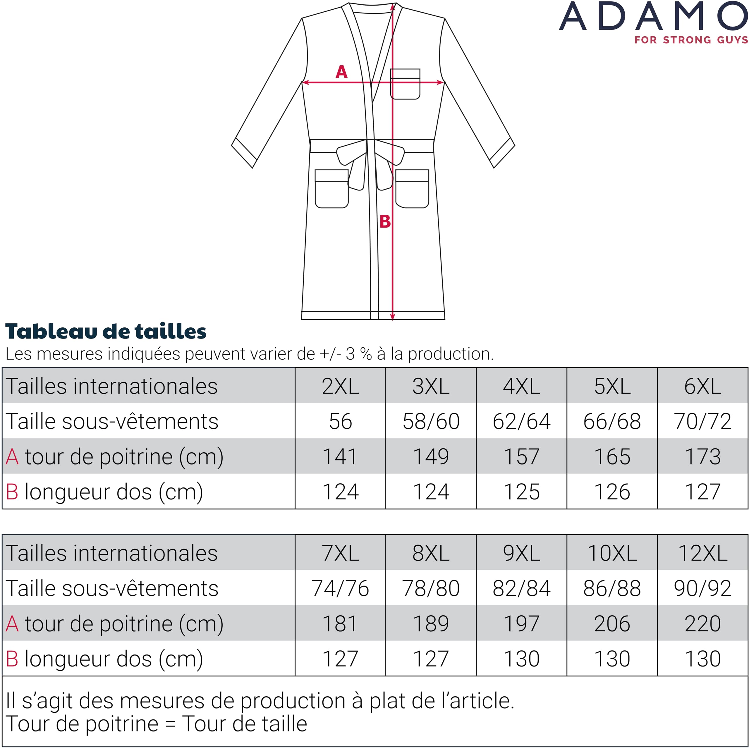 ADAMO Bademantel für Herren in Navy große Größen 2XL-12XL