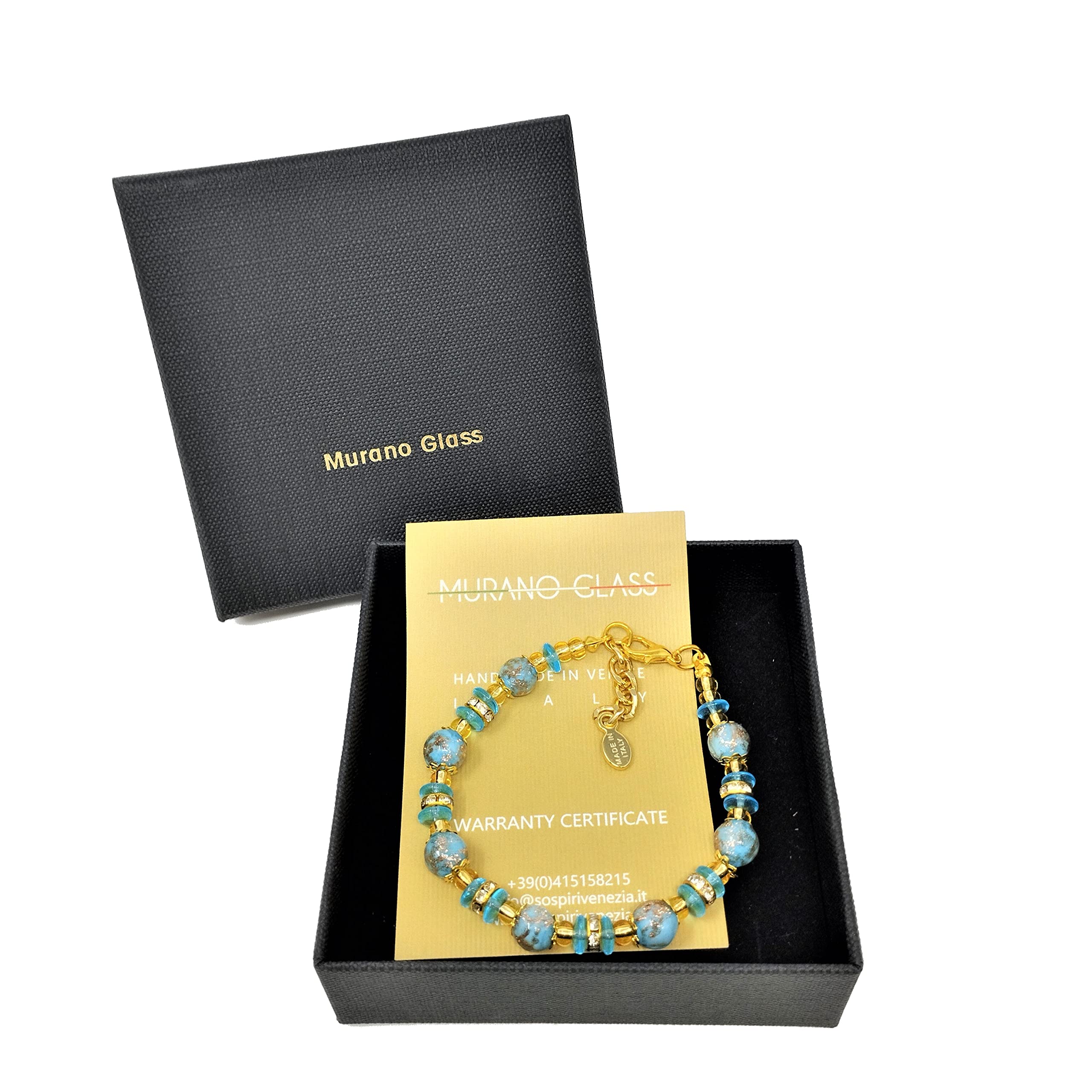 Sospiri Venezia Frauen-Armband mit 7 Glasperlen 8 mm Durchmesser Original Muranoglas - Geschenkidee Schmuckstück Made in Italy zertifiziert