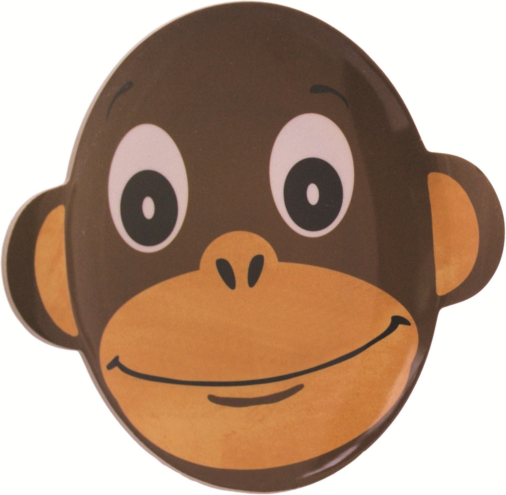 Epicurean 28.2 x 21.6 x 2.7 cm Melamine Friendly Faces Monkey Design Plate, Brown