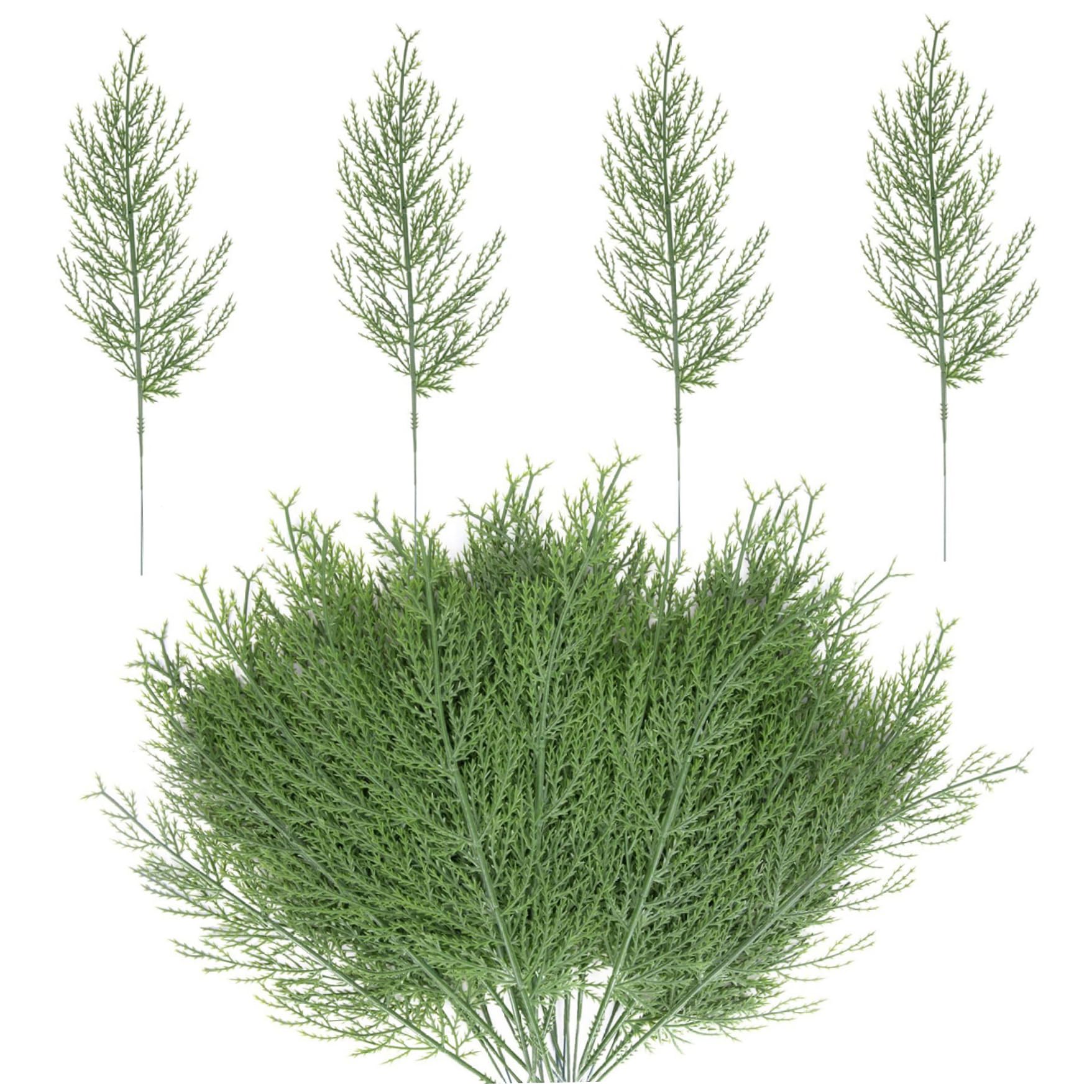 Bemonew Artificial Pine Branches 40PCS 13.8inch Bendable Christmas Greenery for Crafts Plastic Realistic Faux Cedar Garland for Home Garden Decor