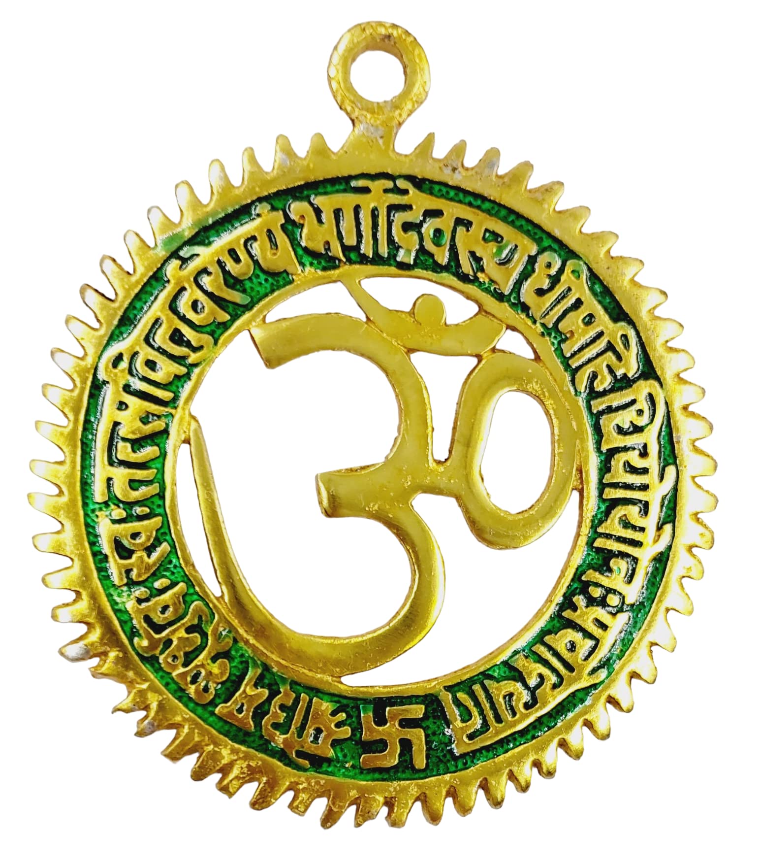 ARTISKRITI Om Gayatri Mantra Wall Hanging Home Decor items for Main Entrance Door Decoration Showpiece, Green Golden