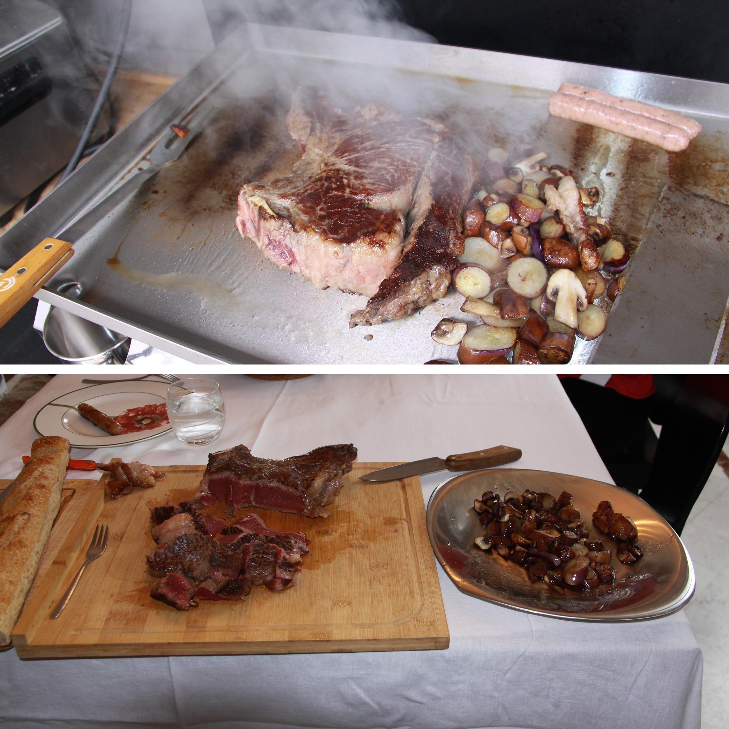 LITTLE BALANCE 8679 Amplitude 60-40, Plancha électrique semi professionnelle, 2 zones de cuisson indépendantes, 3000 W, Fabrication 100% française, Tout Inox