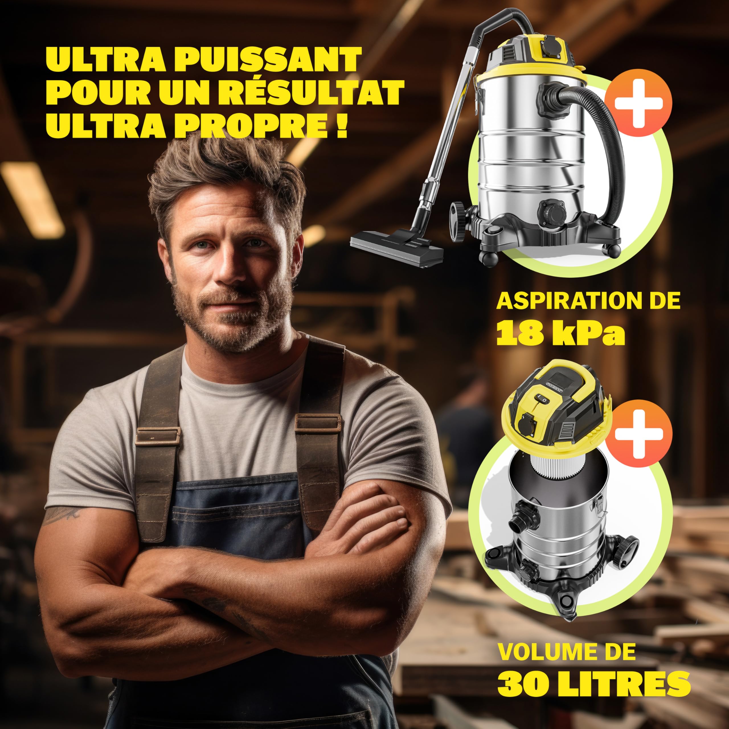 Monzana® Aspirateur Eau et poussière 30L avec Fonction soufflerie Aspirateur Multifonction 2200W