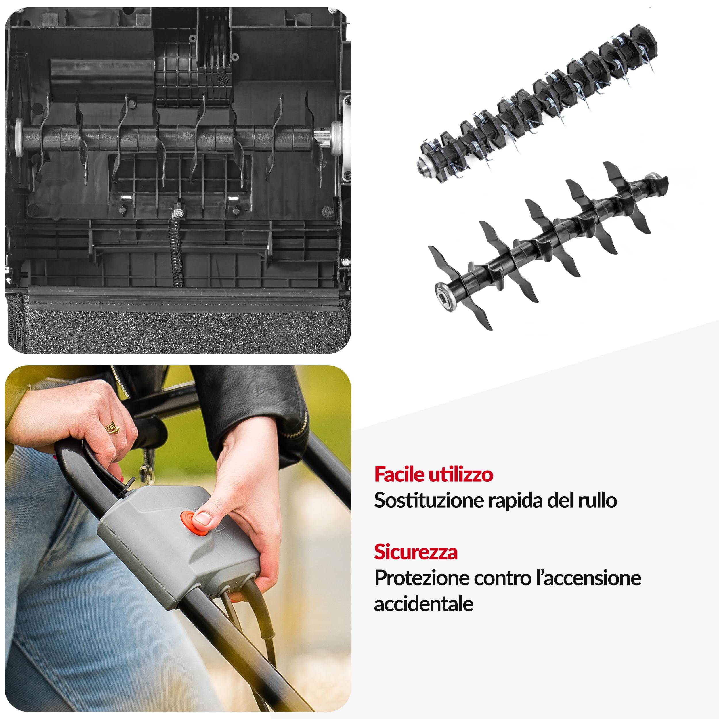 LEHMANN Alyssum Scarificatore Arieggiatore Elettrico 2 in 1, 1500 W, Larghezza 32 cm, 3000 giri/min, Cesto 30 L