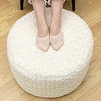 Vista 12 de Asuprui Puf otomano para el suelo, reposapiés otomano, sin relleno, 20 x 20 x 12 pulgadas, asiento redondo, puf, silla plegable, almacenamiento