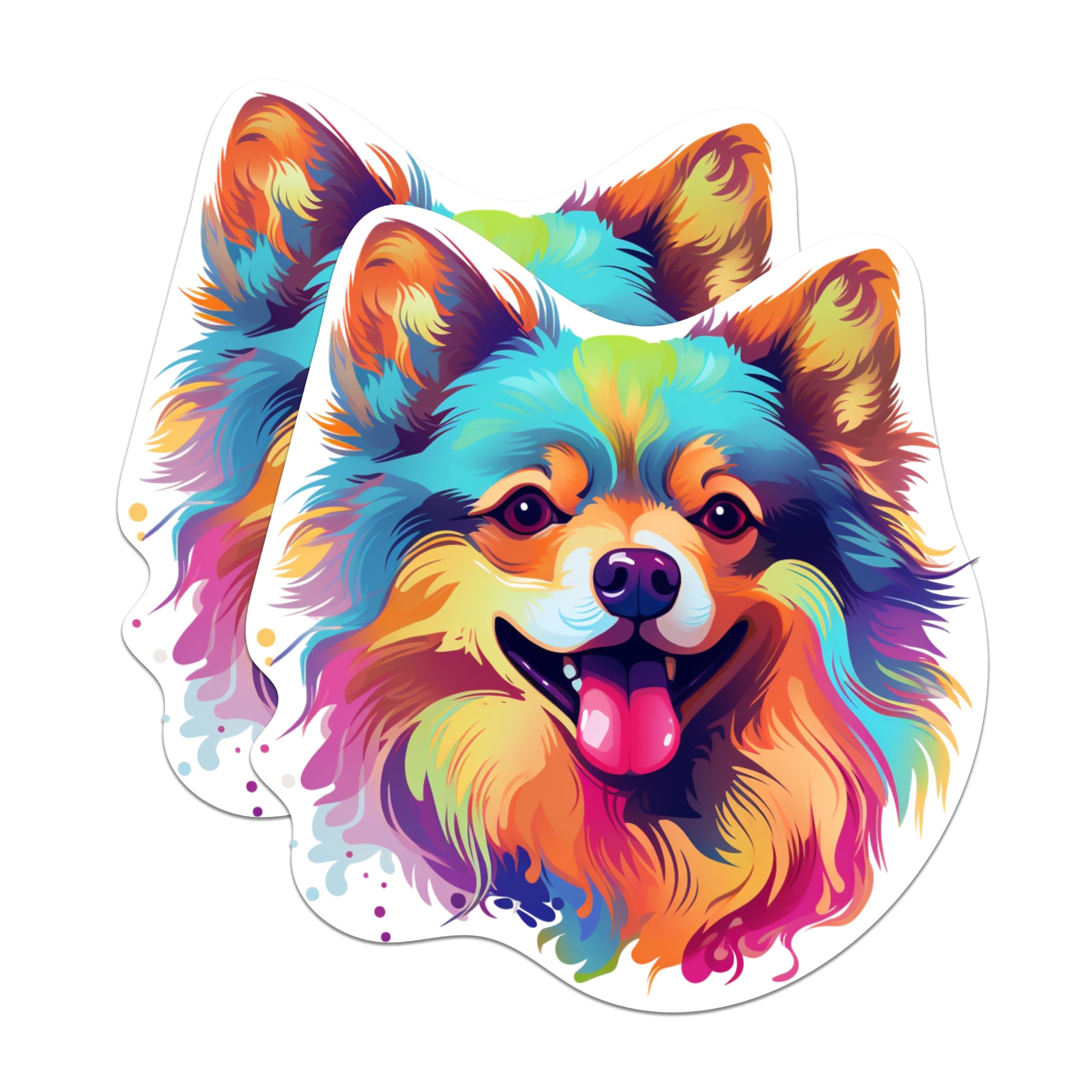 (2 Pack) Pomeranian Dog Breed Stickers - 5 Inches On Longest Side - Choose from Over 100 Dog Breeds - for Cars, Trucks, Skateboards, Laptops - Made in USA - BMCS1920