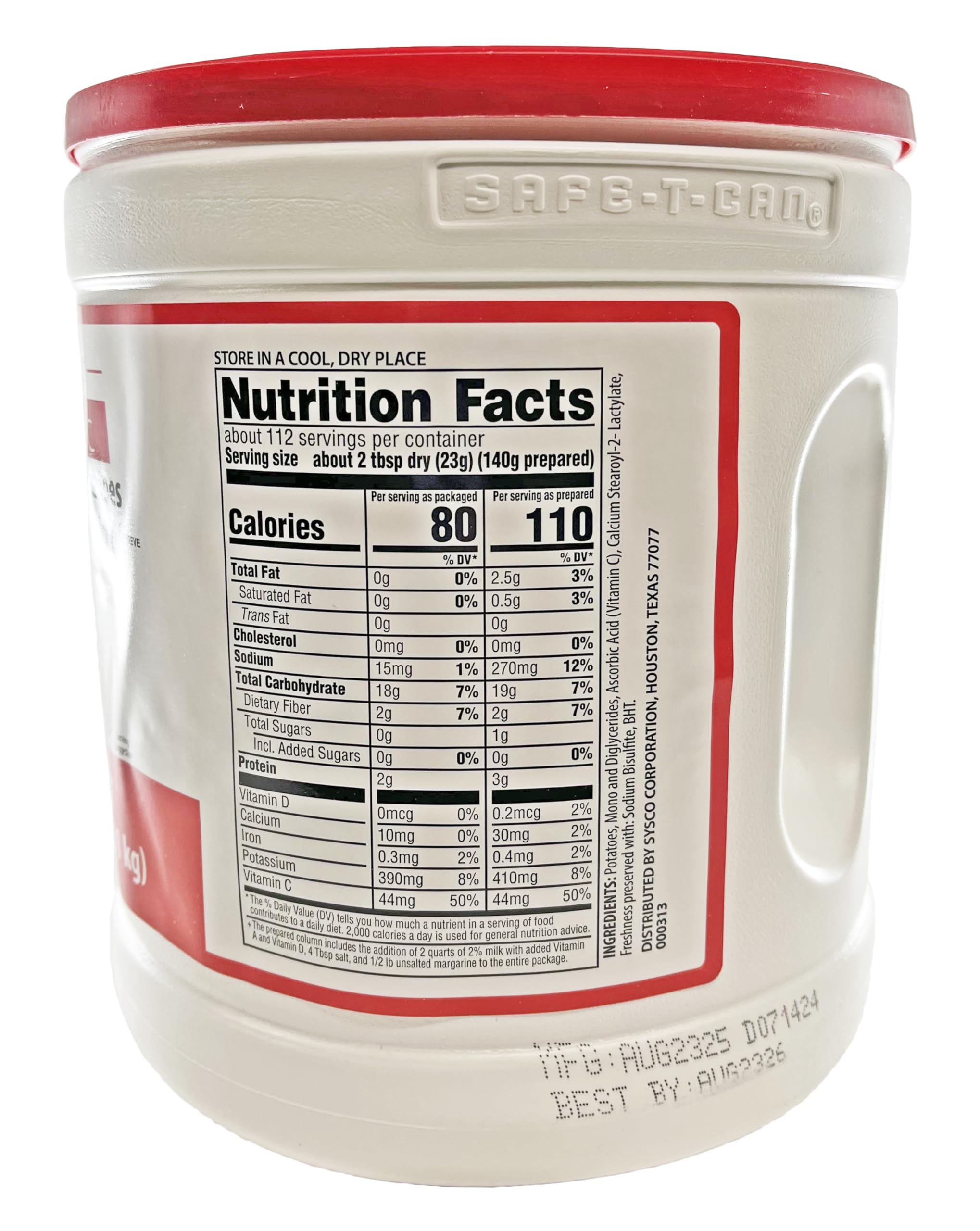 Sysco Classic Dehydrated Mashed Potato Granules With Vitamin C | Kosher | 5.75 LB