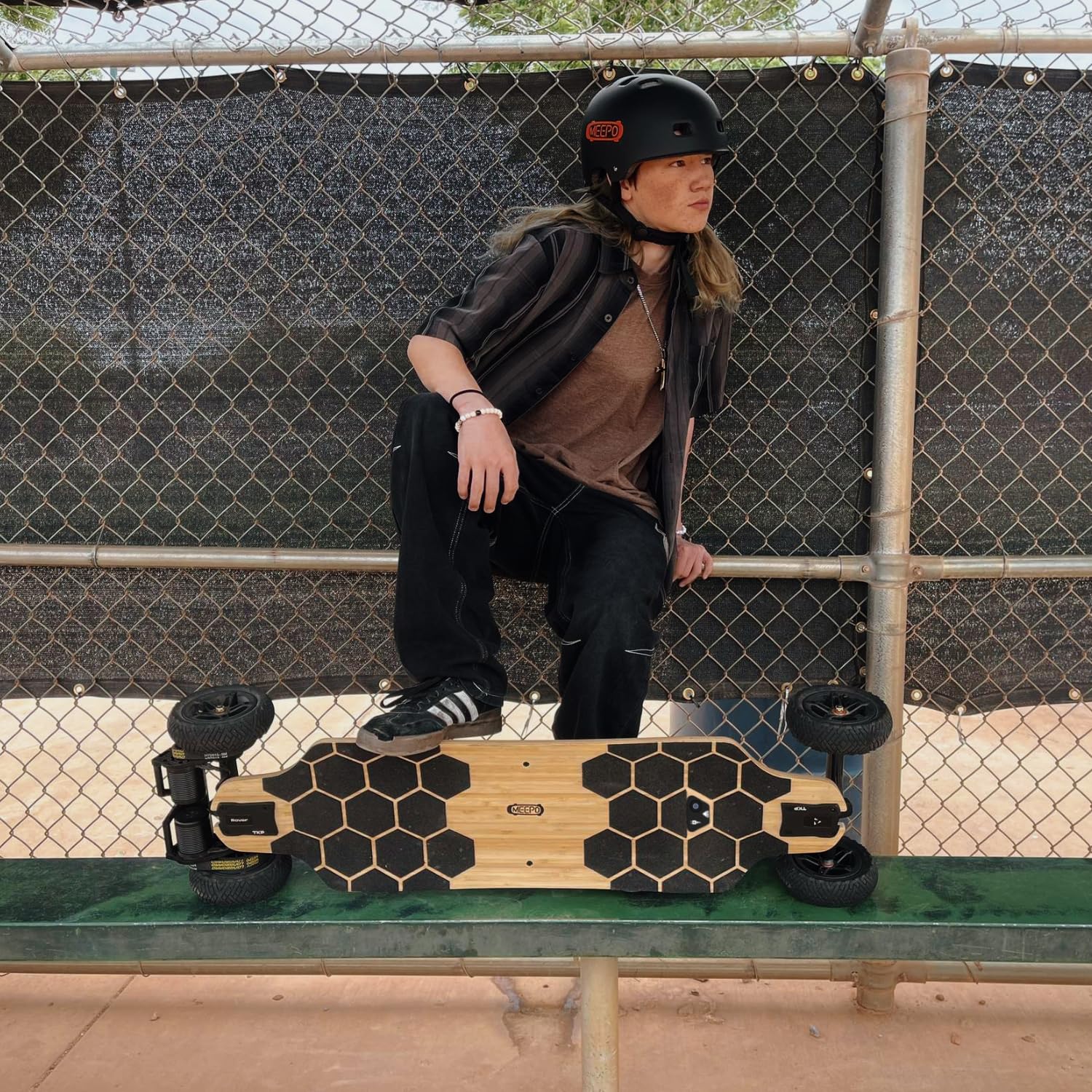 MEEPO Bamboo Series Off-Road All Terrain Electric Skateboard, Ultra-Long 20-31 Miles Range Mountain Board, Highest 28-32 MPH Top Speed, Professional for Adult Riders