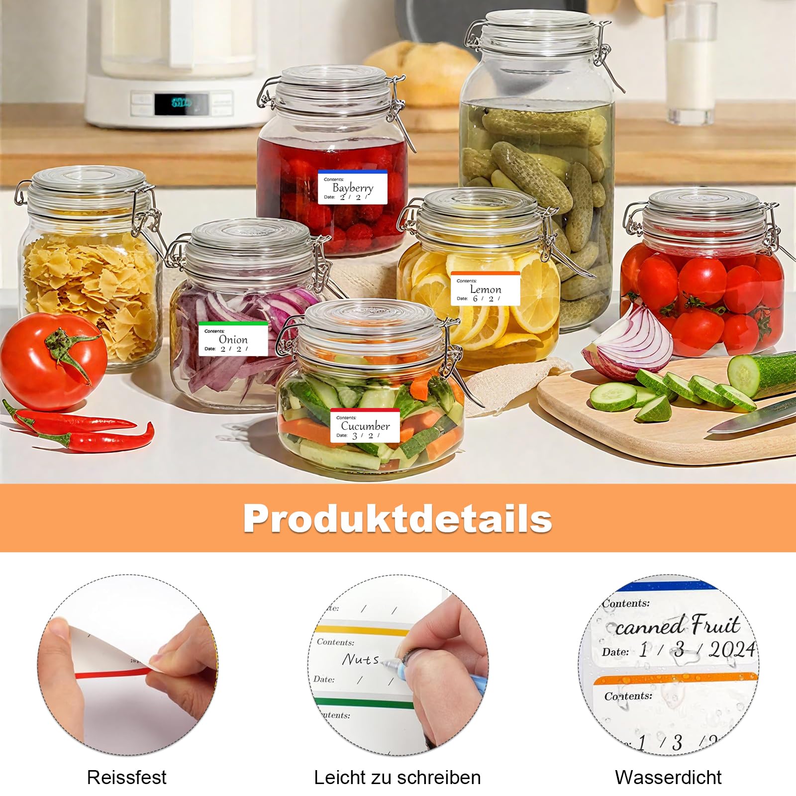 Gefrieretiketten 300 Stück 6x3cm Ablösbare Klebeetiketten Bunt Lebensmitteldatum Etiketten