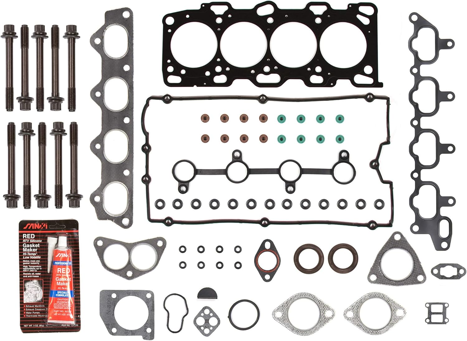 MA-4216953246 Head Gasket Set Intake Exhaust Valves Compatible With/For 99-05 Hyundai Kia 2.4L DOHC G4JS