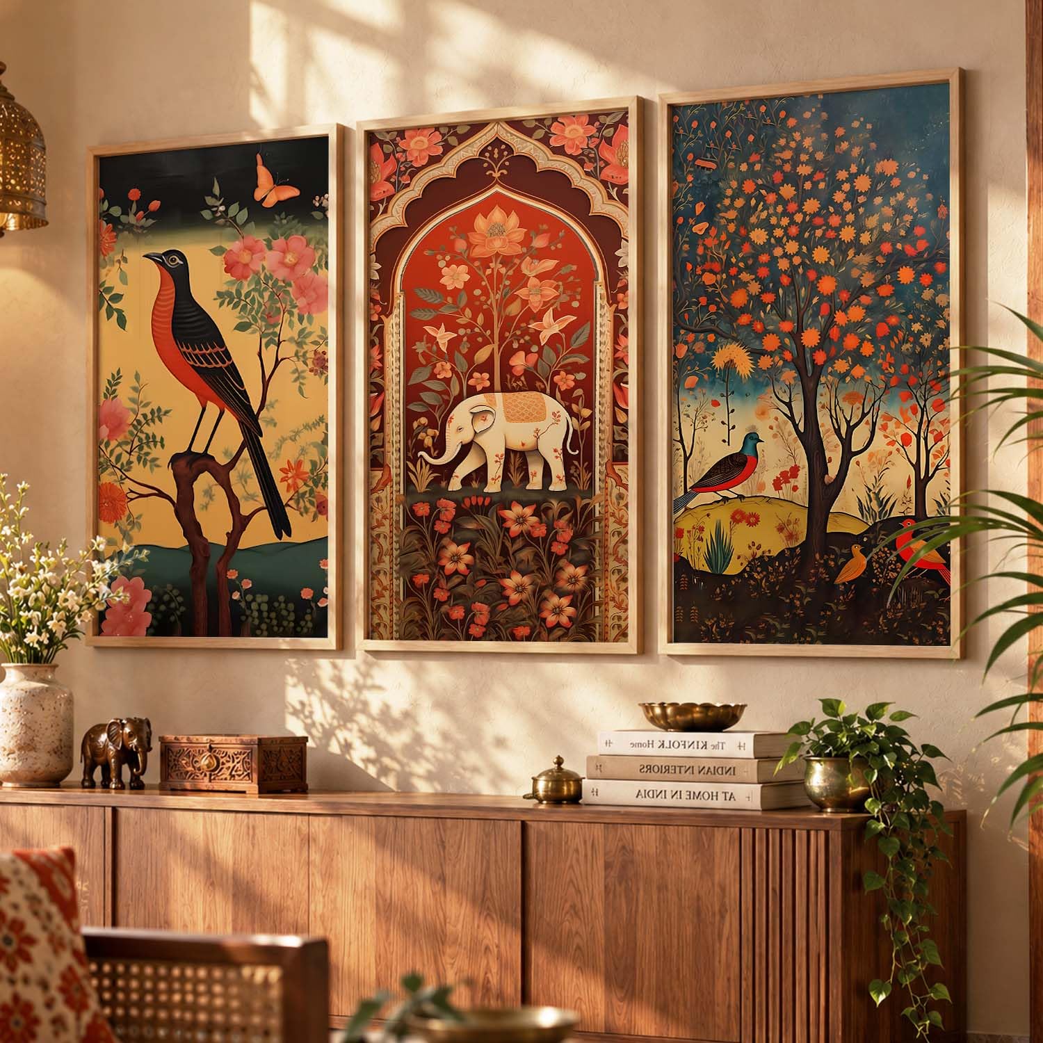 Madhubani Wall Art Set - Indian Home Decor -4 Madhubani Wall Art Set - Indian Home Decor -4