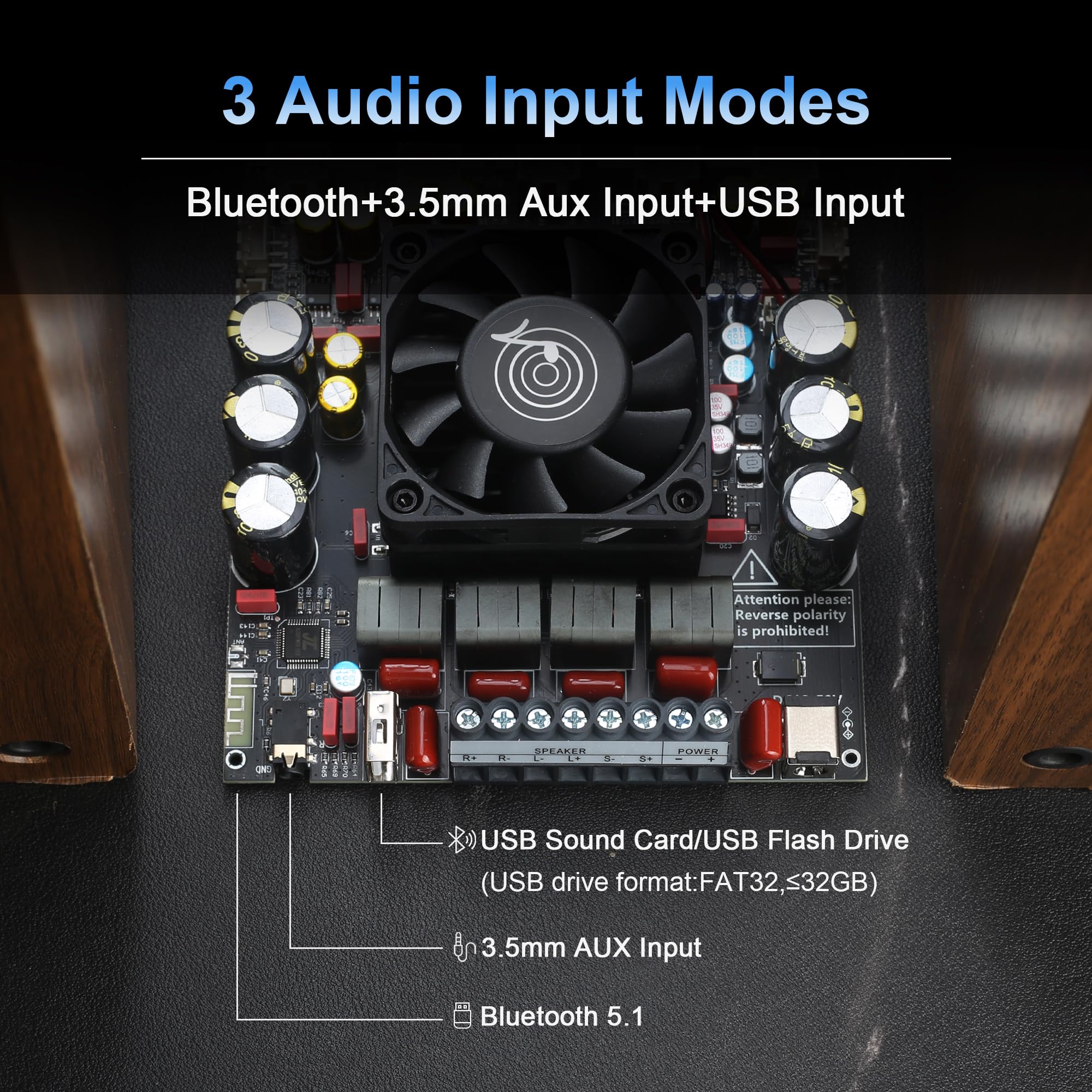 ZK-AS21P Scheda amplificatore Bluetooth - Uscita 300W+300W+600W, Ingresso ad ampia tensione CC 18-50V, amplificatore per veicoli (potenziatore esterno)