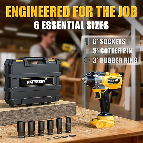 Miniatura 5 de Llave de impacto compatible con DeWalt 20V MAX Batería: 1/2 pulgada Hog Ring Impact Driver High Torque - Pistola de impacto inalámbrica de 1360