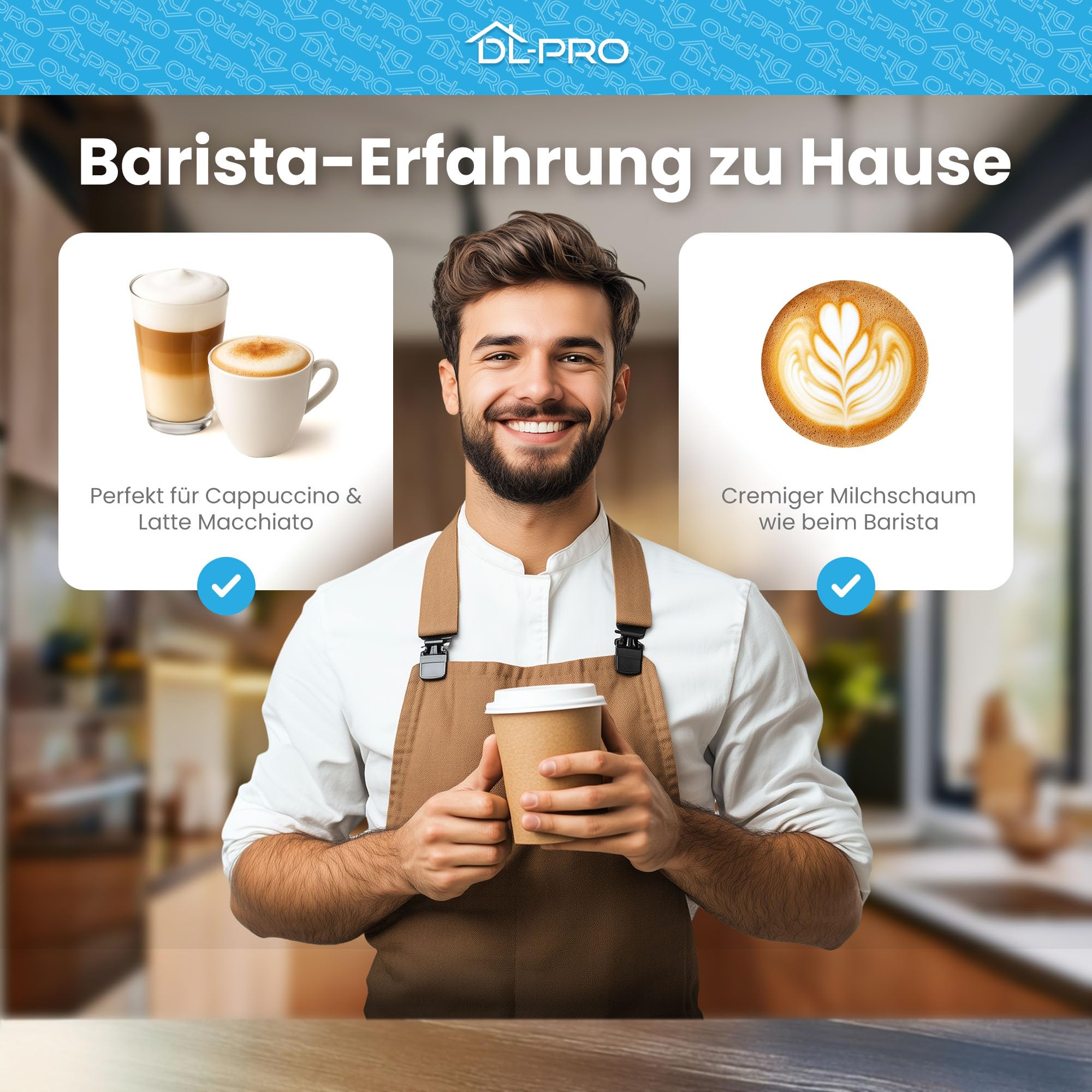 DL-pro Milchbehälter mit Deckel für DeLonghi 5513296641 – kompatibel nur mit ECAM 23.466/24.467/25.462/25.467/350.55/350.75/352.55 – inkl. Reinigungsbürste