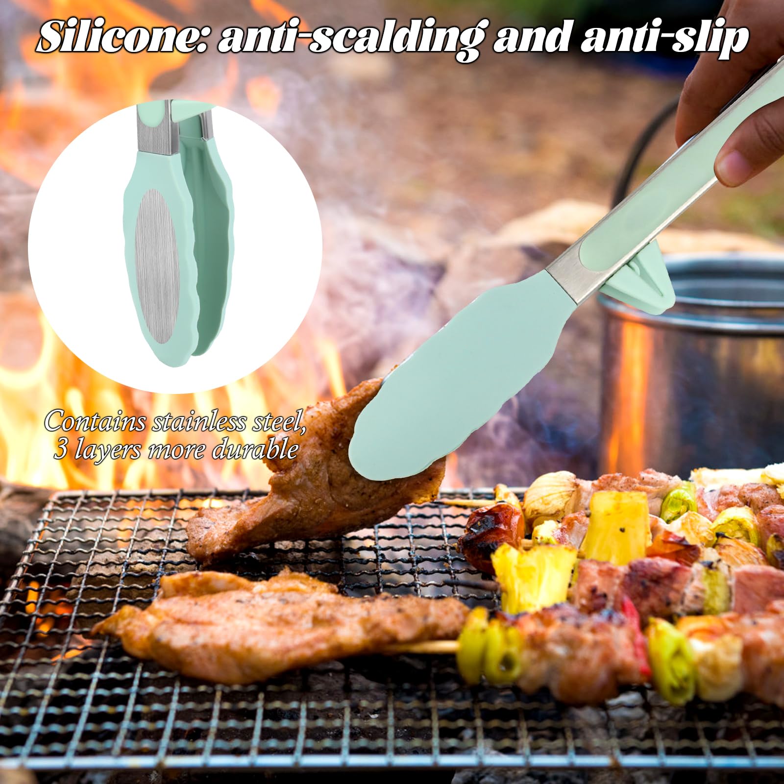 31 cm lange grilltang, roestvrij staal, taarttang, keukentang, siliconen