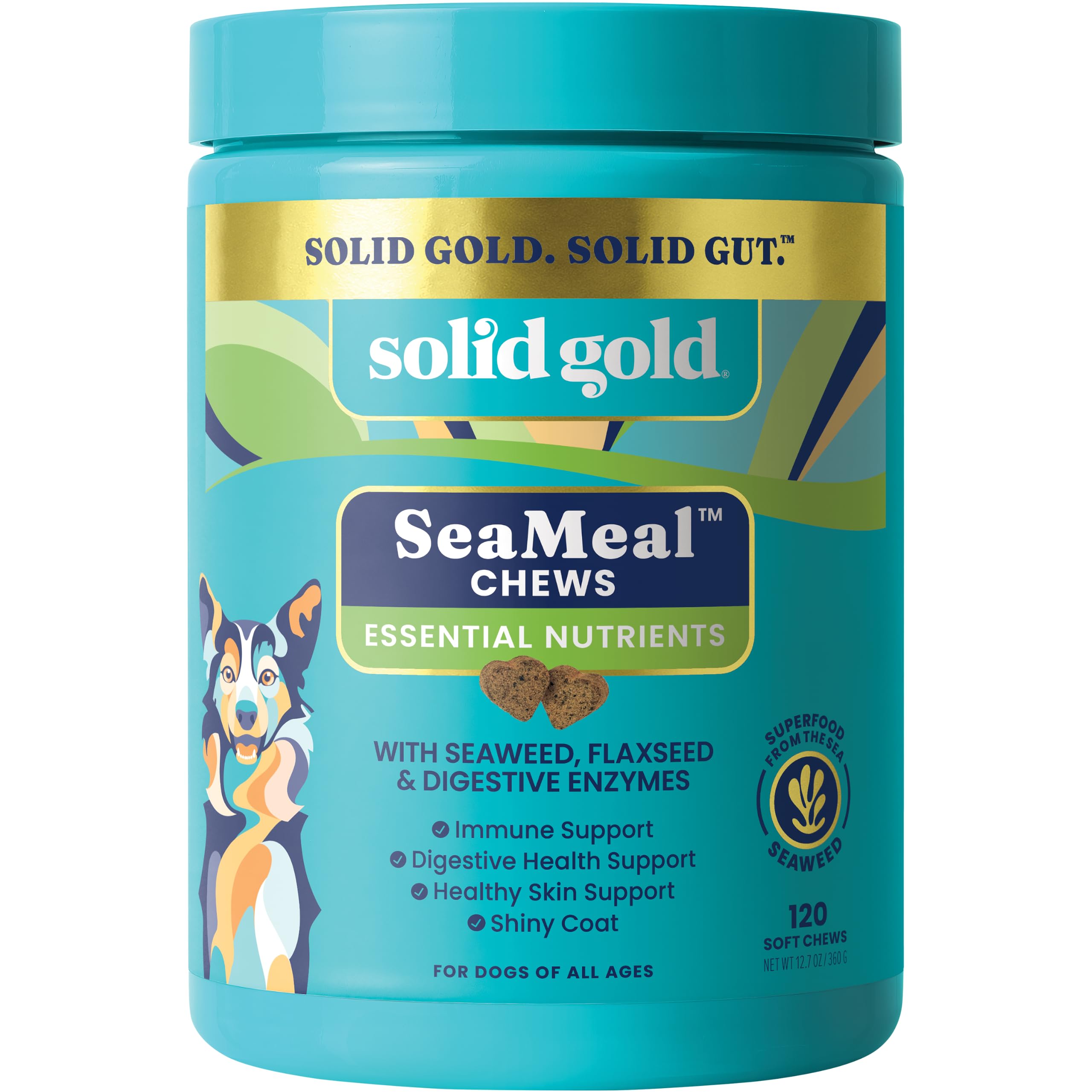 Solid Gold Masywne złoto Seameal Kelp-Based Suplement do skóry & Coat, trawiennych i odpornościowych Zdrowie u psów i kotów; Naturalny, Kompleksowy suplement bez ziarna