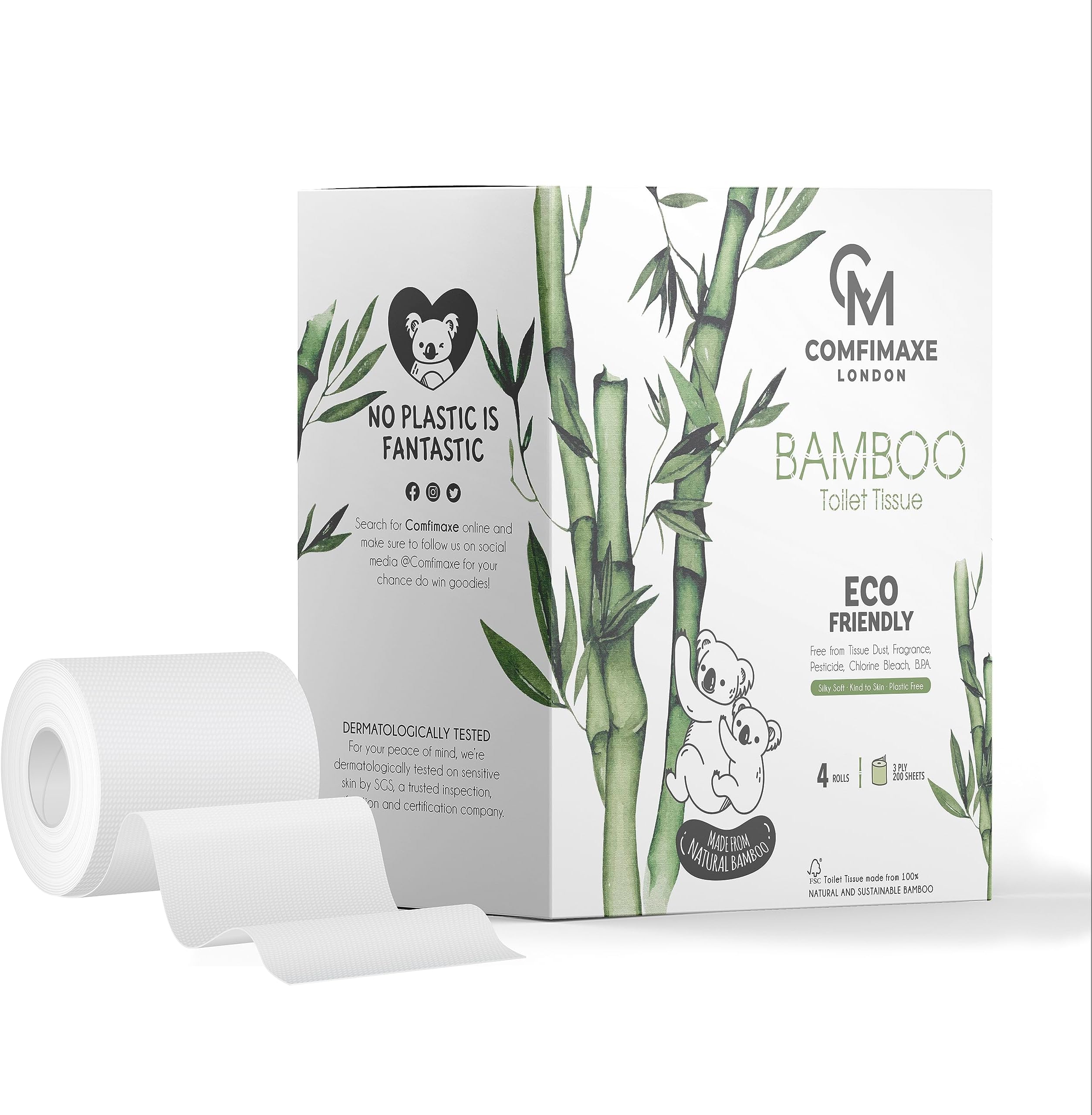 Bamboo Bobbi Eco Bamboo Toilet Paper, Unbleached Bamboo Toilet Roll