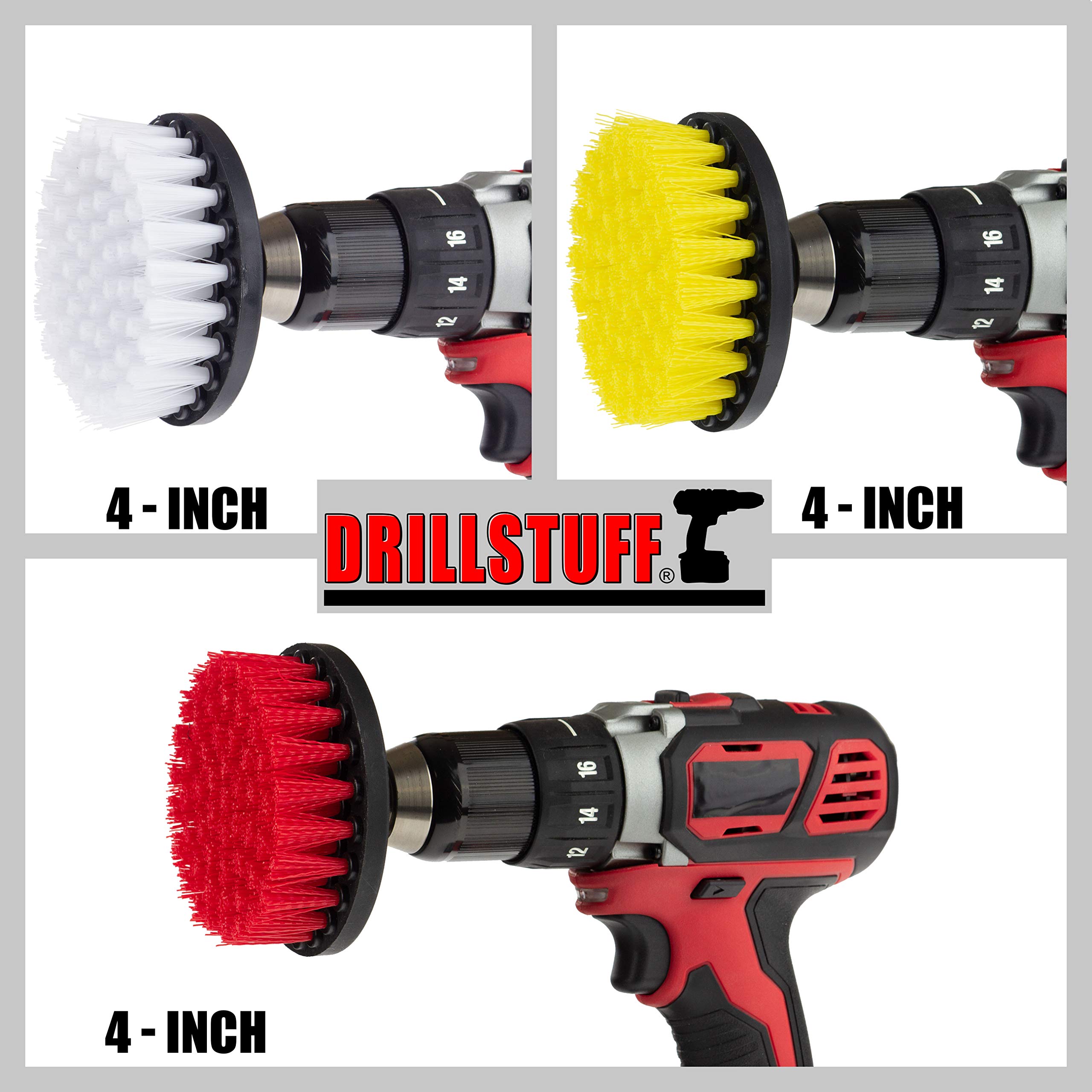 Kit combinado de cepillos giratorios multiusos - Kit combinado de cepillos giratorios - Cepillos eléctricos de cerdas suaves, medianas y rígidas - Limpiador de ducha - Alfombra de baño - Limpiador de 7